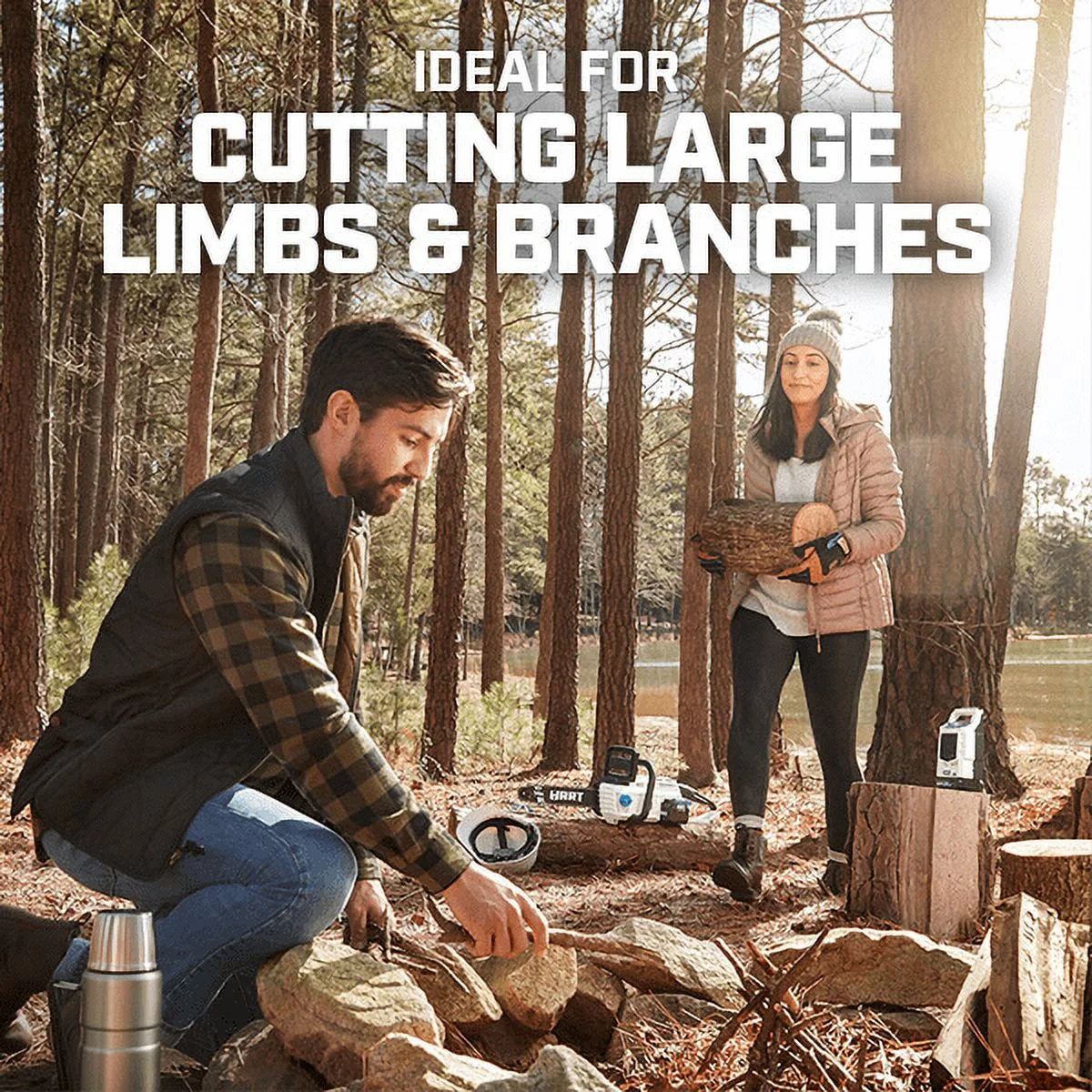 HART 40-Volt 14-inch Battery-Powered Brushless Chainsaw Kit, (1) 4.0Ah Lithium-Ion Battery - Womvr