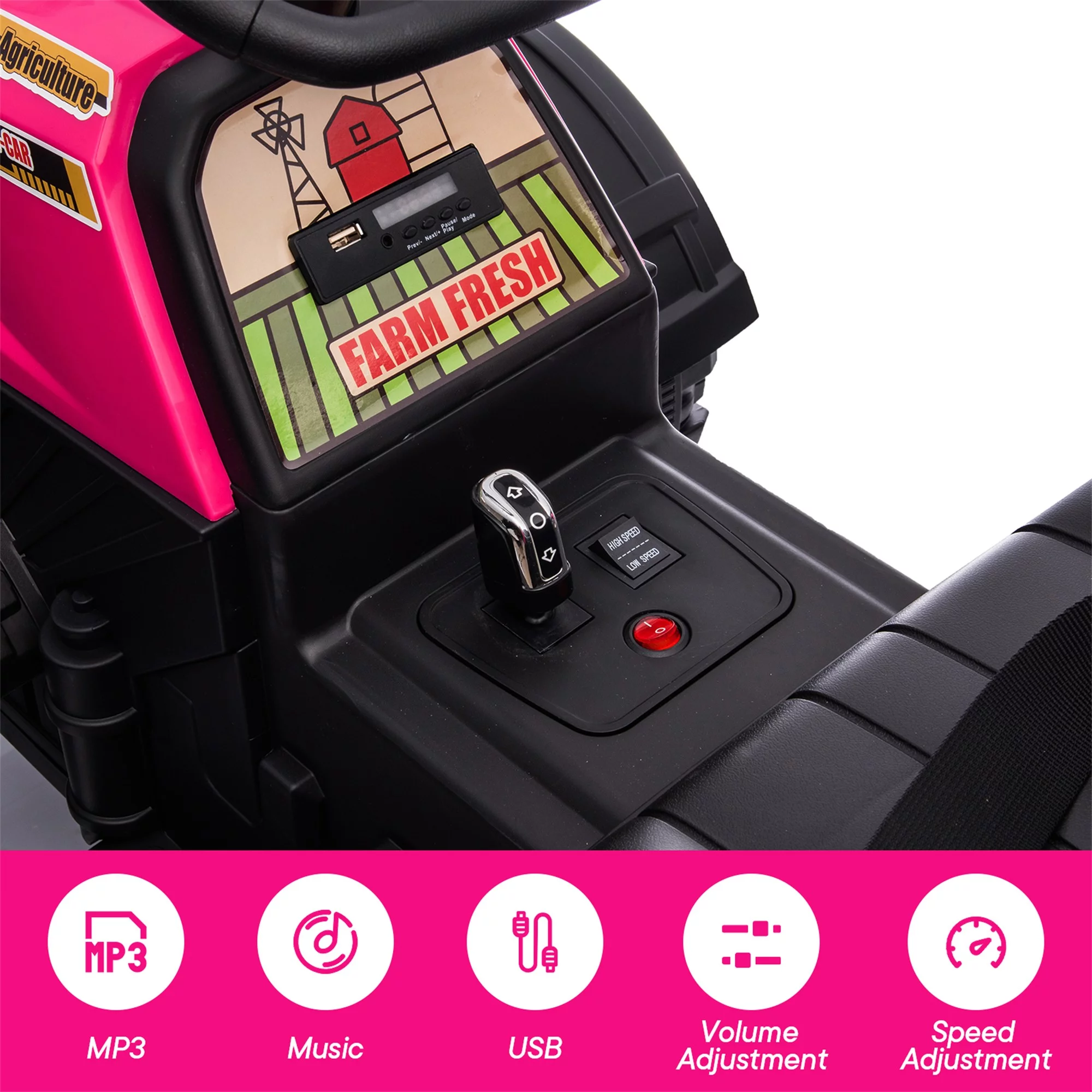 Outfunny 24V Ride on Toy for Big Kids, Powered Ride On Tractor with Trailer & Remote - Red - Womvr