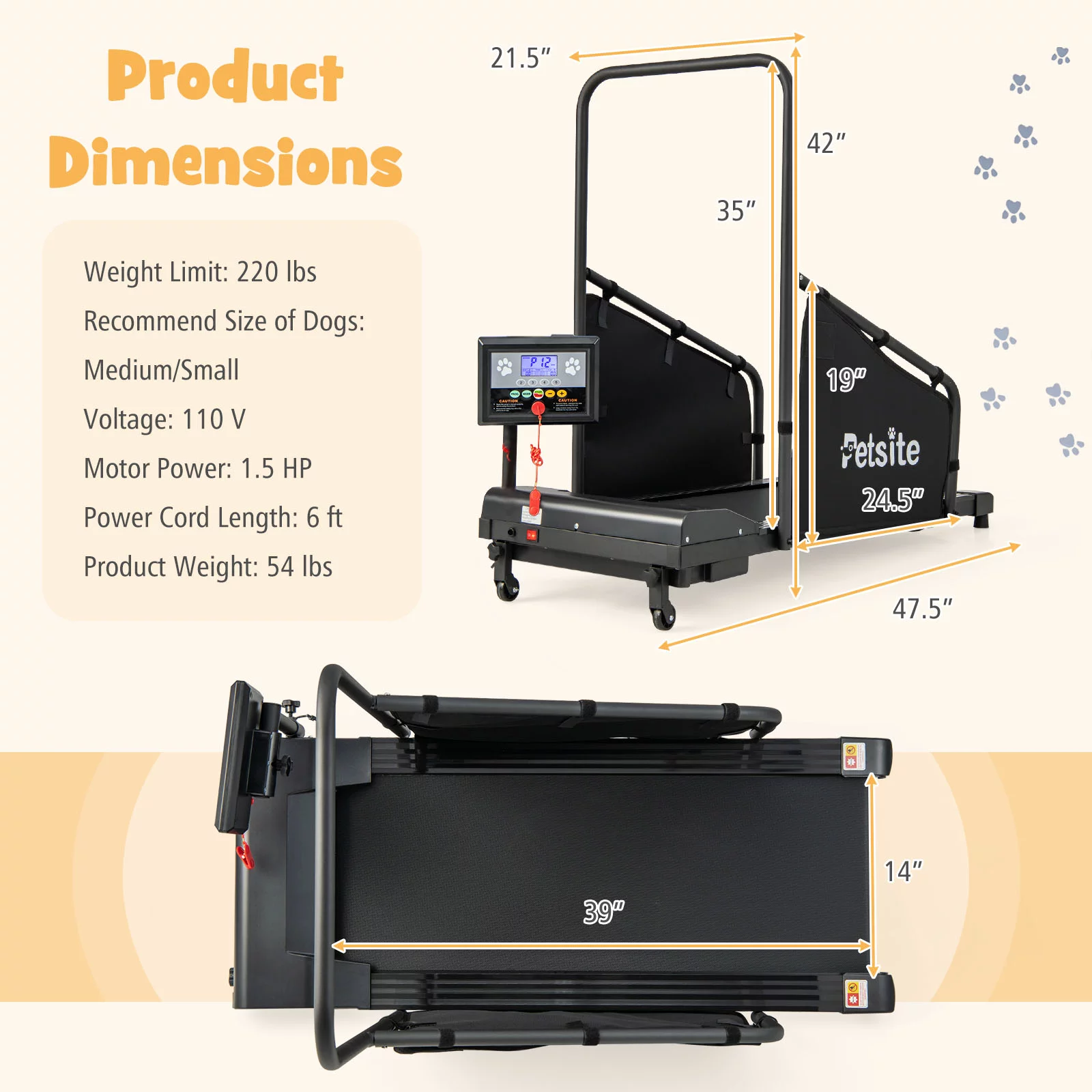 Costway Dog Treadmill for Small/Medium Dogs Indoors Pet Running Training Machine - Womvr
