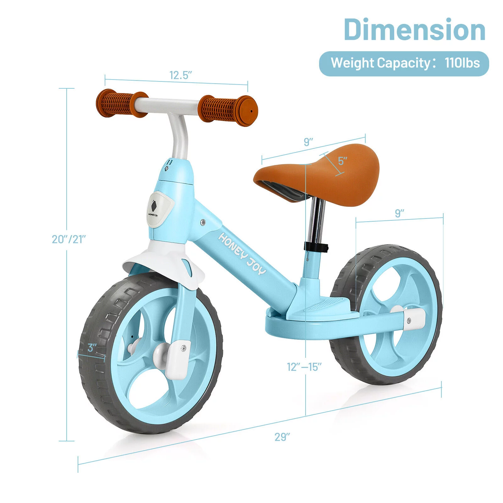 FONIRRA Kids Balance Toddler Bicycle No-Pedal Training Bike with Adjustable Handlebar and seat for 2-5 Years Old Boys Girls, Blue - Womvr