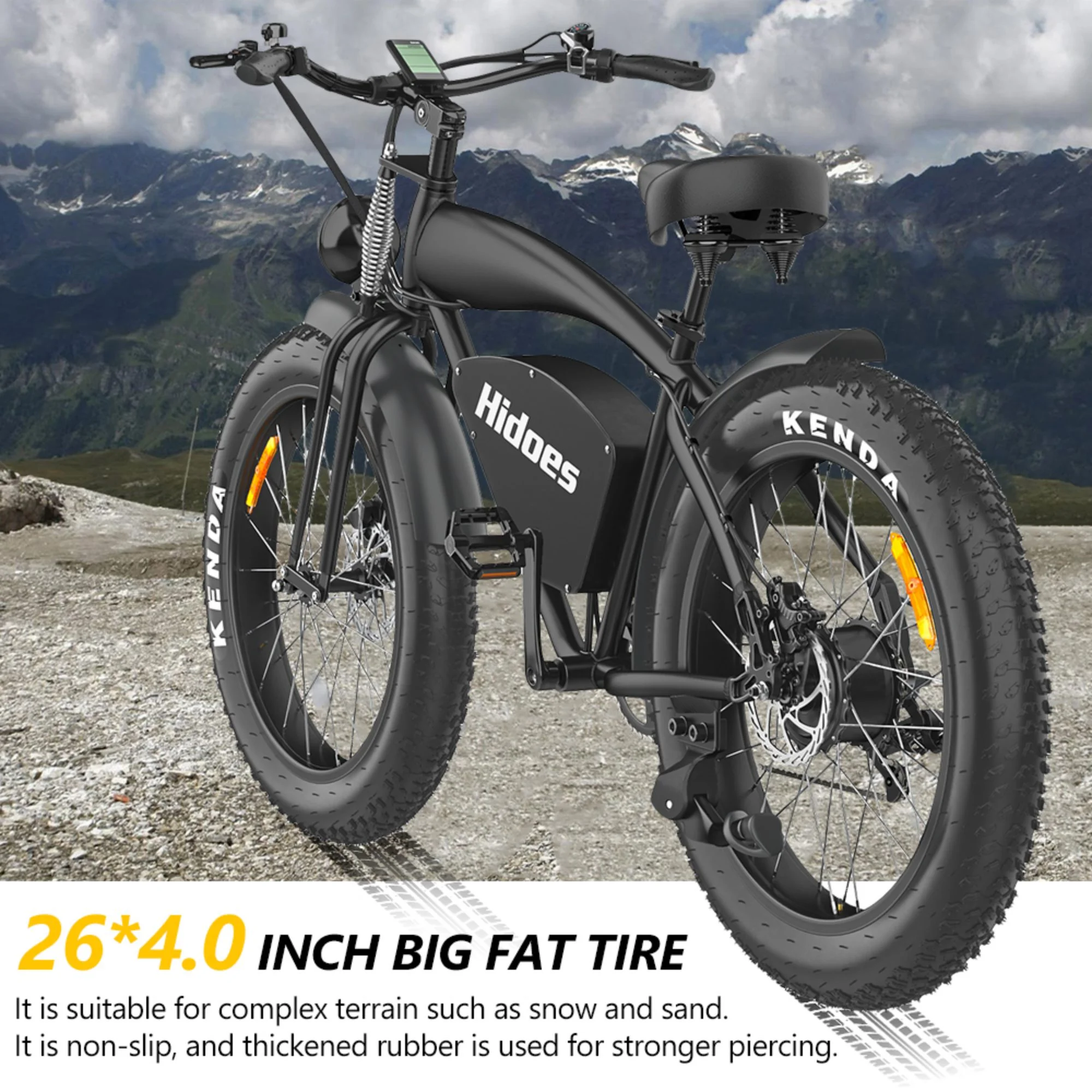 Hidoes B3 1200W Electric Bike for Men Adults with 26in. x 4in. Fat Tire, Electric Mountain Bicycle off Road E-Bike with 48V 18.2AH up to 37MPH & 37 Miles Range - Womvr