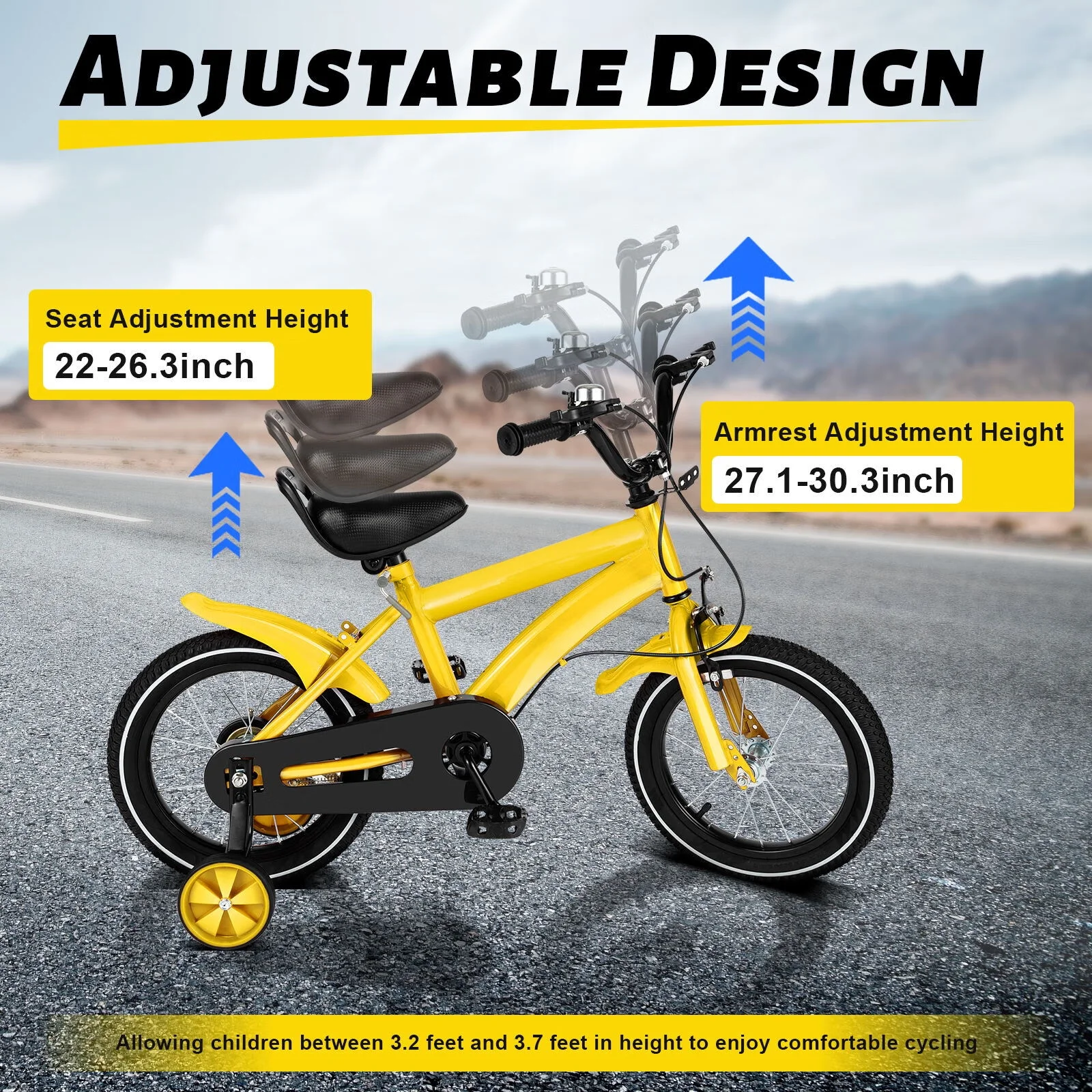 YIYIBYUS 14 Inch Kids Bike Boy Girl Safe Bicycle with Training Wheels and Adjustable Seat, White - Womvr