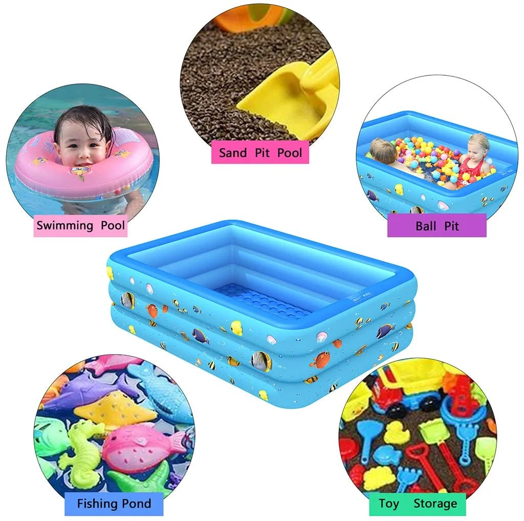 Inflatable Pool, Durable Thickened Blow up Kiddie Pool for Kids, Toddlers and Adults, BPA-Free Family Swimming Pool, 6.9 x 5 x 1.8 ft, Blue - Womvr
