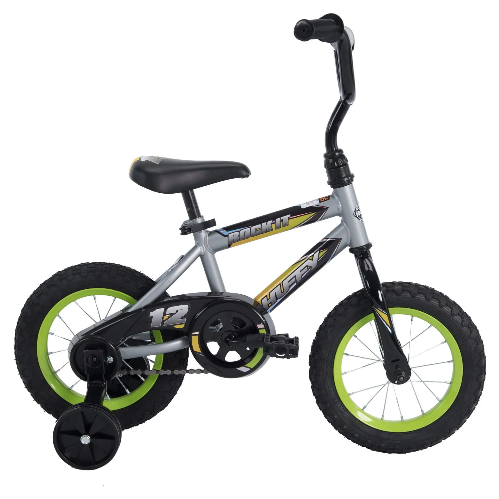 Huffy 12 in. Rock It Kids Bike, for Boys Ages 3 and up Years, Child, Grey Matte and Lime - Womvr