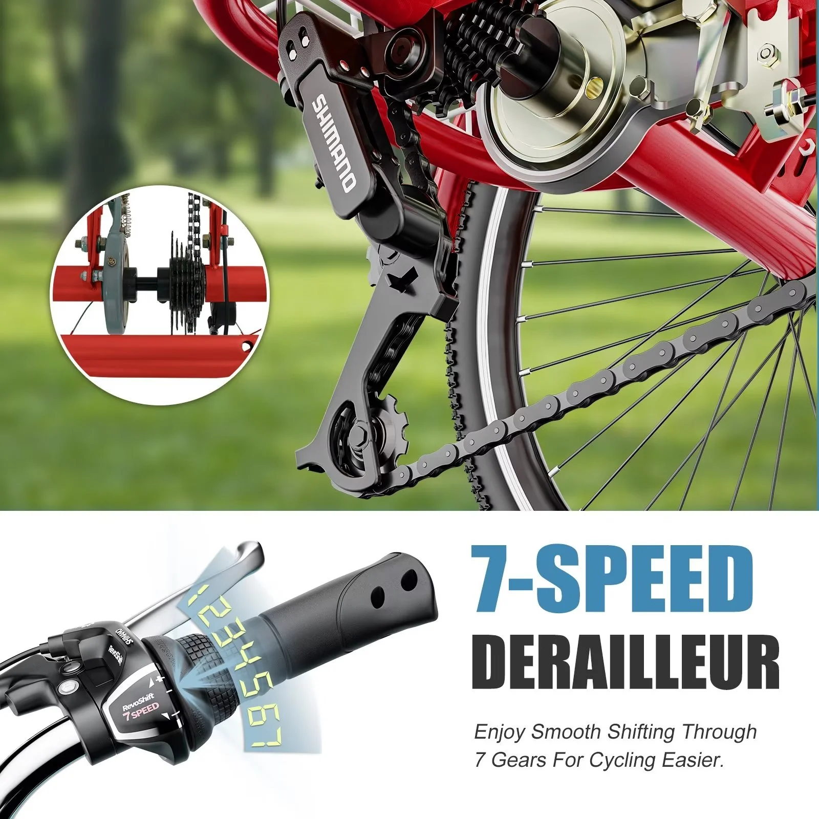 MOPHOTO Adult Tricycle 20/24/26 inch 3 Wheel Bicycle,3 Wheel Bikes for Adults,7 Speed Low Stepover Frame Tricycle with Basket/Bell,3 Wheel Bicycle for Seniors,Women,Men - Womvr