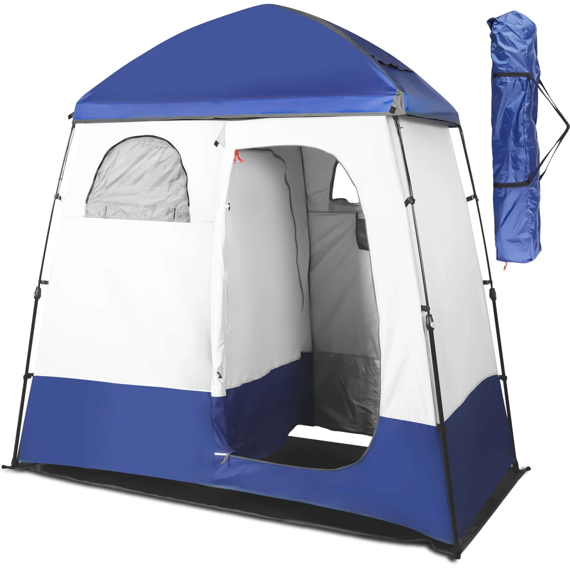 GVDV Camping Shower Tent Oversize Space Privacy Tent Portable Outdoor Shower Tents for Camping with Floor Changing Tent Dressing Room Easy Set Up Shower Privacy Shelter 2 Rooms Toilet Tent - Womvr