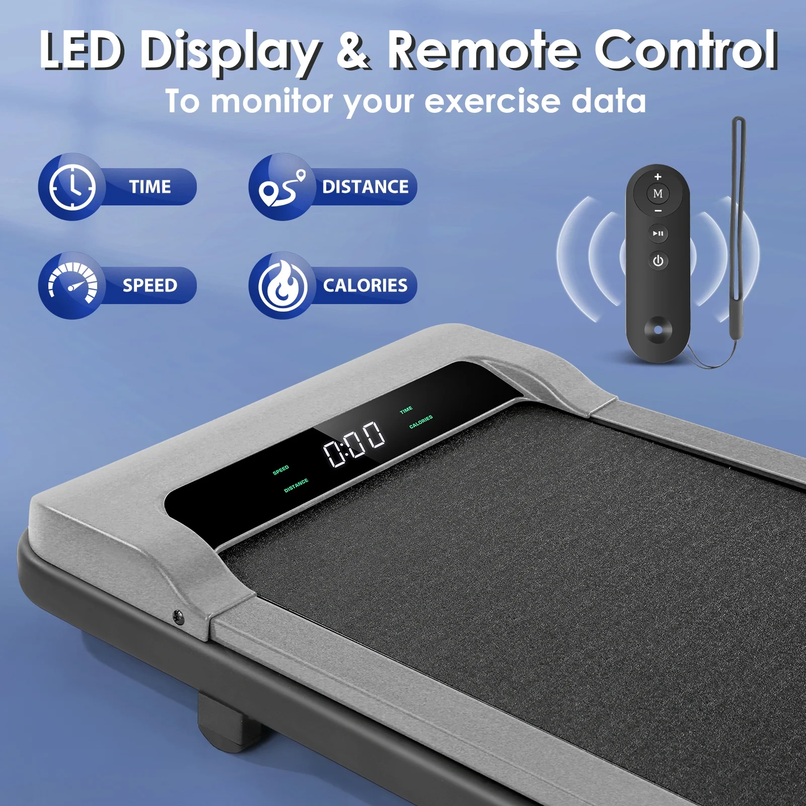 Tikmboex 2.5HP Under Desk Treadmill with LED Display Wireless Remote Control .Quiet & Compact Walking Pad for Home Office - Womvr