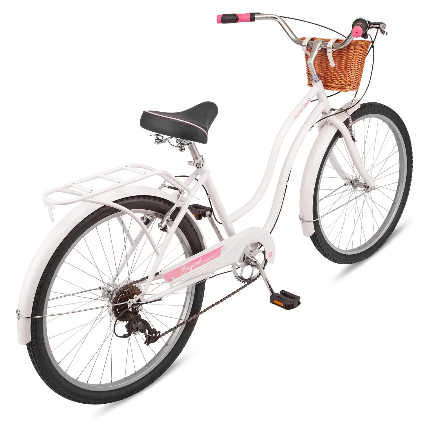 Schwinn Schwinn Baywood 7 Deluxe Cruiser Bike, 26-Inch Wheels, 7 Speed, White - Womvr