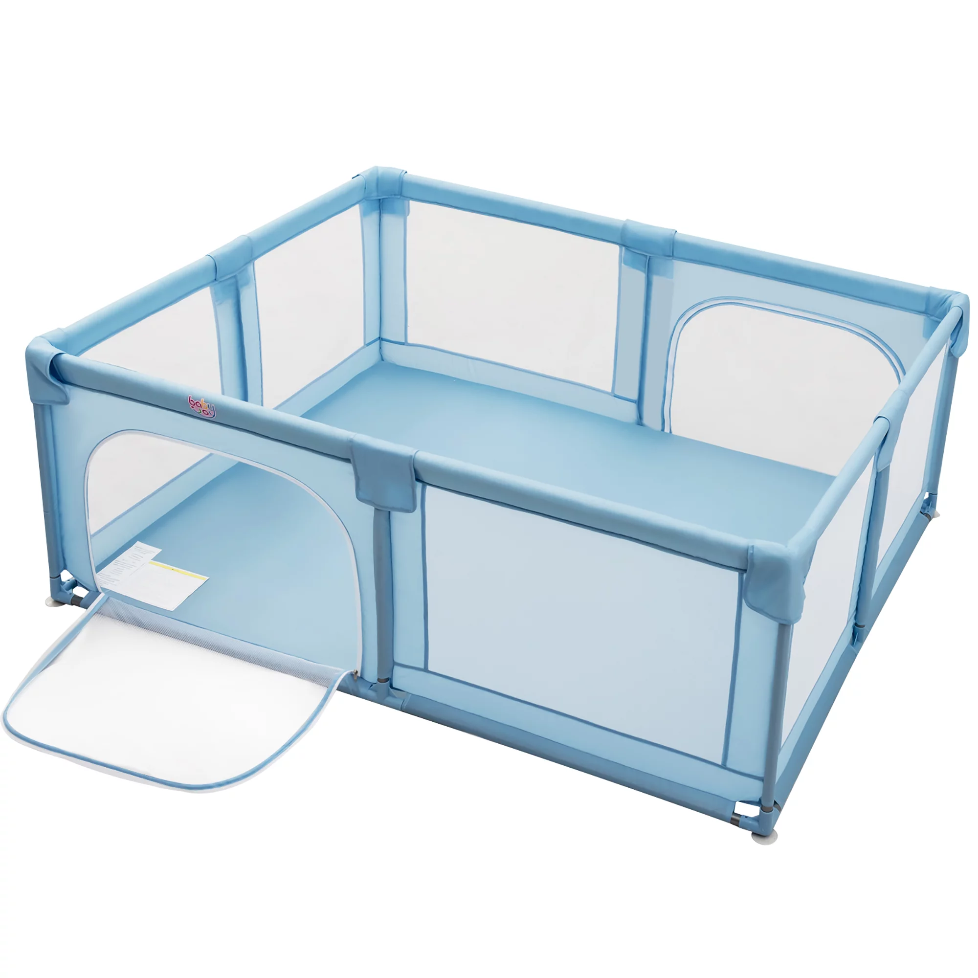 Babyjoy Playpen Extra Large Unisex Kids Baby Activity Center Safety Play Yard with Gate Gray - Womvr