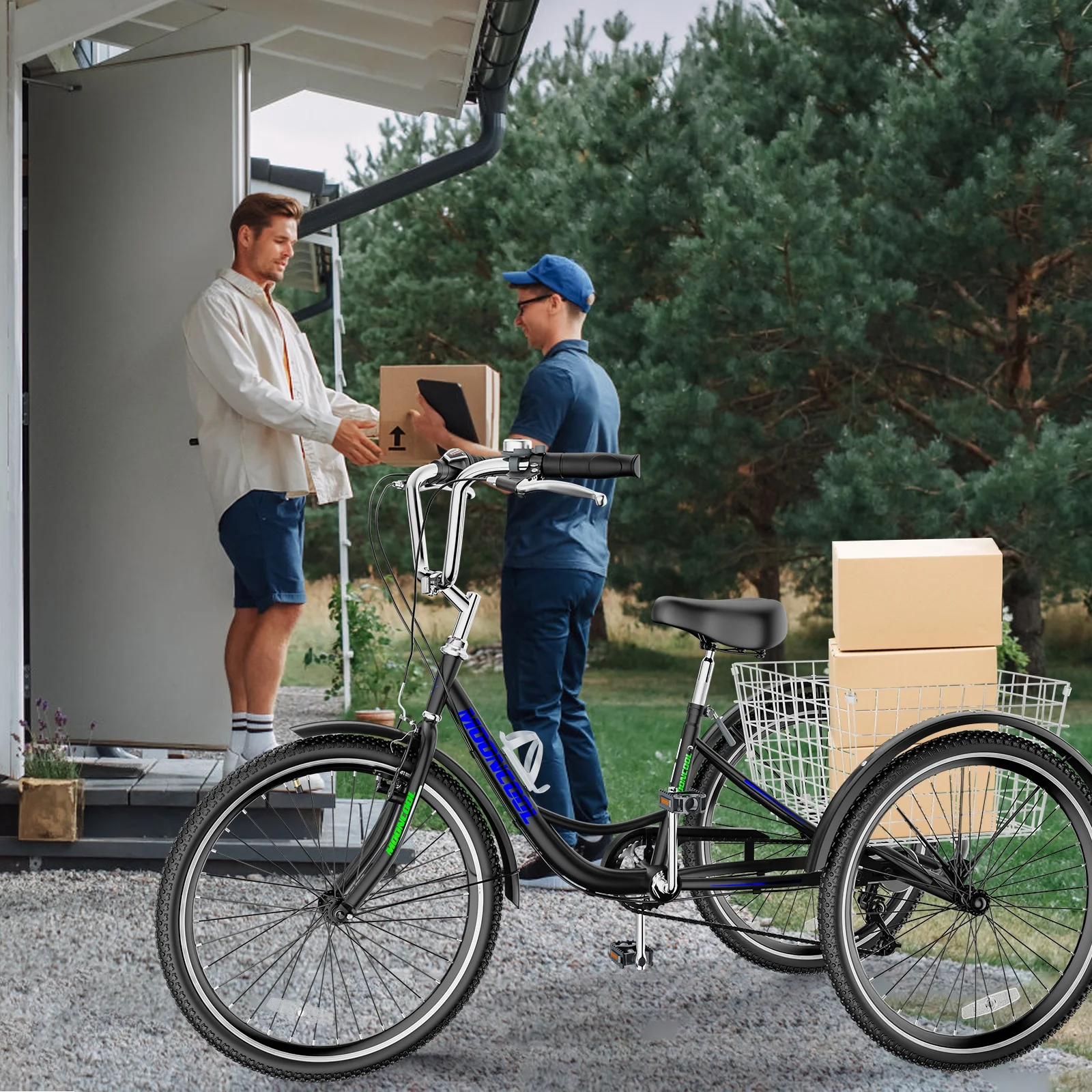 Lilypelle Adult Tricycles 7 Speed 20/24/26 Inch Three Wheel Bike Cruiser Trike with Low-Step Through Frame/Large Basket for Men, Women, Seniors - Womvr