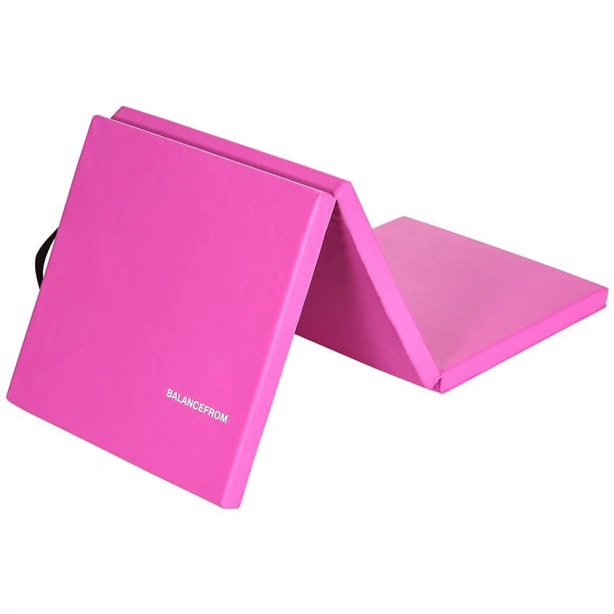 BalanceFrom 6 Ft. x 2 Ft. x 2 In. Three Fold Folding Exercise Mat with Carrying Handles for MMA, Gymnastics and Home Gym, Black - Womvr