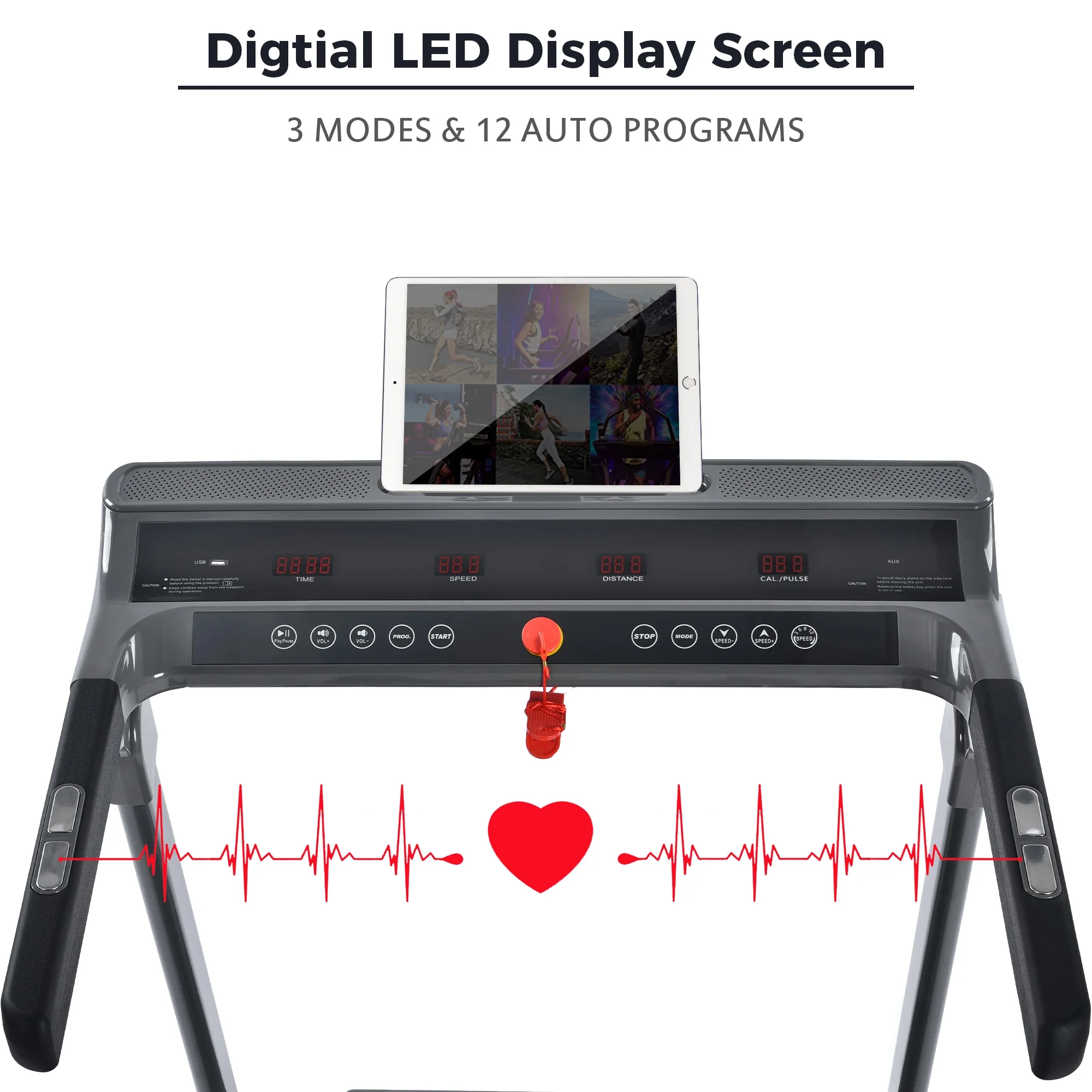 Aukfa Folding Treadmill for Home, 300 lb+ Capacity, 3.5 HP Electric Motorized Treadmill, 8.7 mph Speed, Black - Womvr