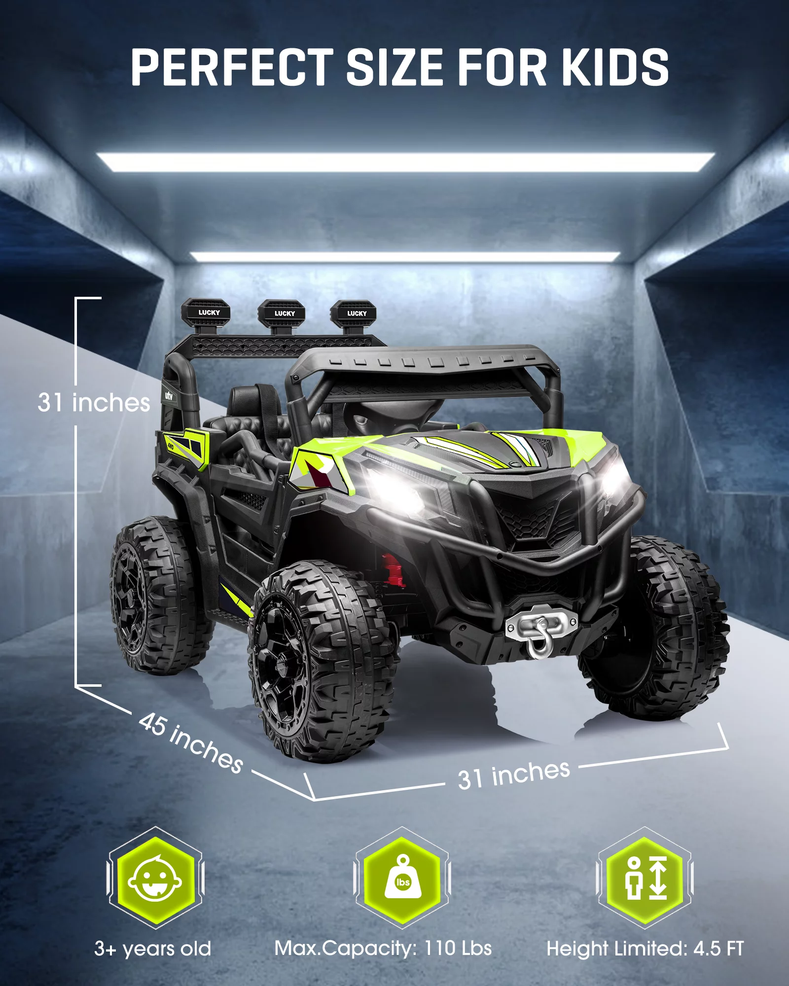 TOKTOO 24V Ride on Car, 4WD Powered Ride on UTV with Remote Control & Trunk Storage Space,  1 Seater Kid Car for Boys Girls -Blue - Womvr