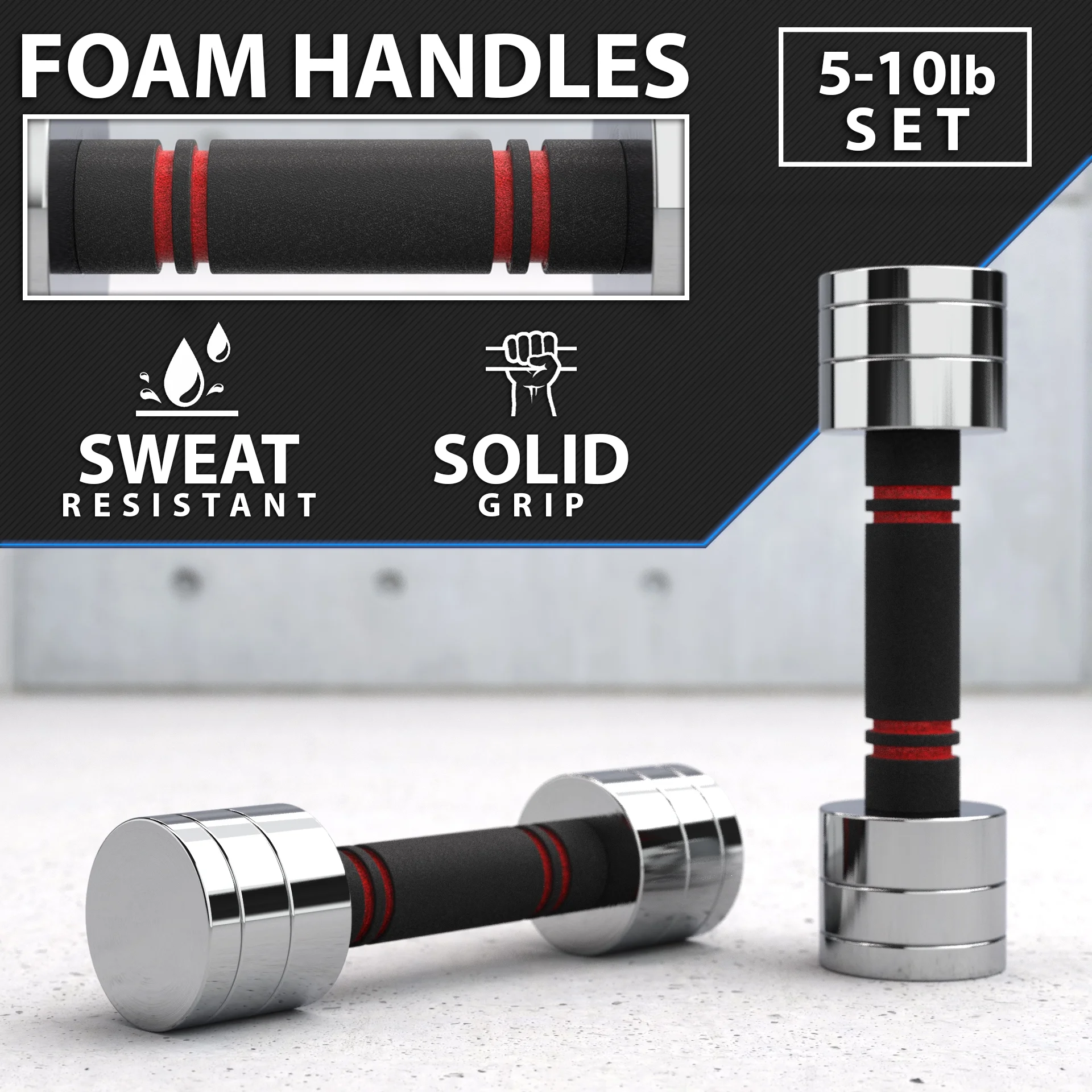 Synergee Ultra Compact Adjustable Dumbbell Set. Steel Weight Set with Foam Handles and Chrome Finish. Weights Range from 10-20 lbs. - Womvr