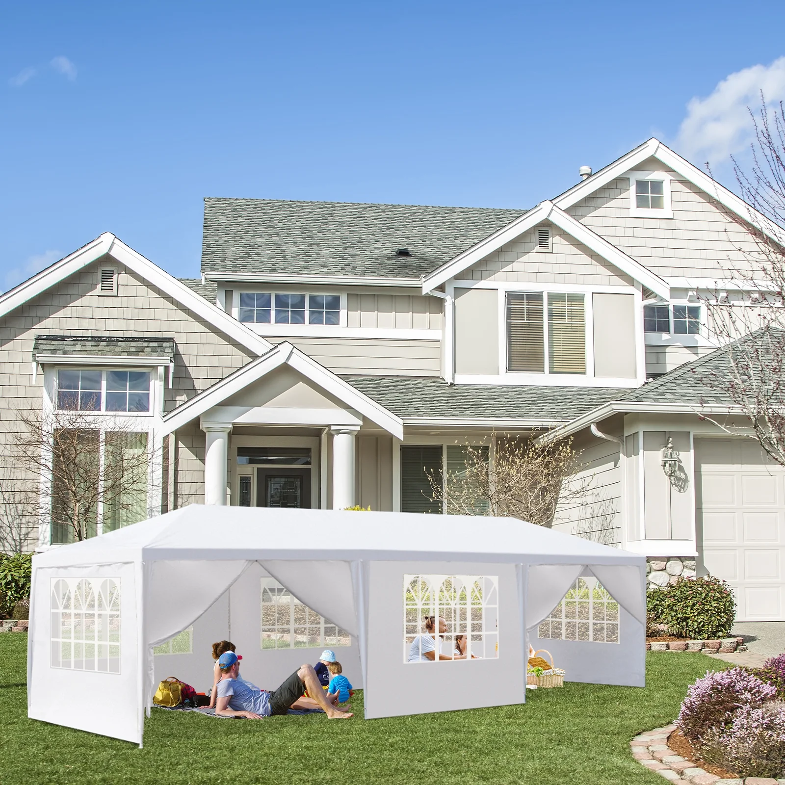 Ktaxon 10'x 20' Party Tent Outdoor Gazebo Wedding Canopy Tent with Sides White - Womvr