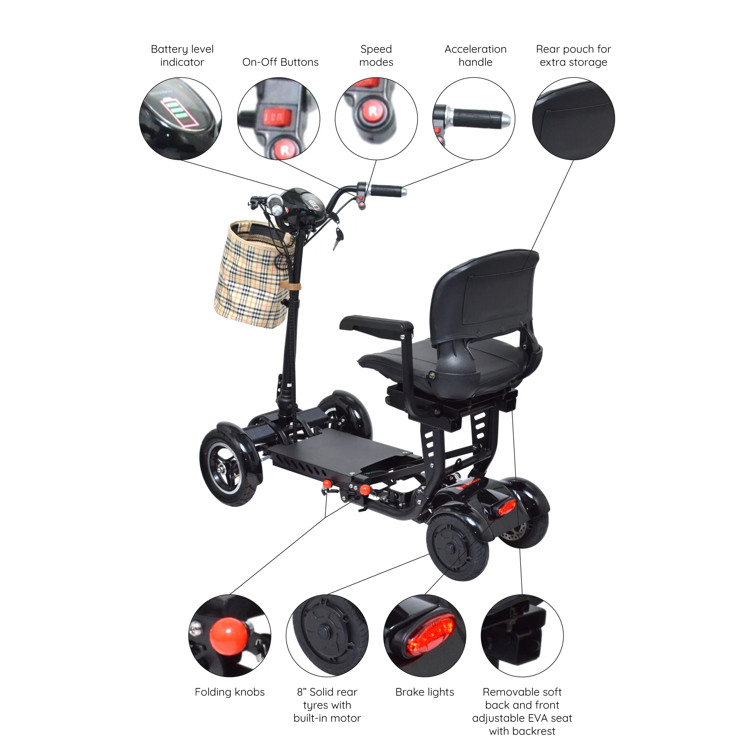 Bangeran Electric Medical Scooter, Powerful Li-on Battery Large Seat, Up to 12 Miles - Silver - Womvr