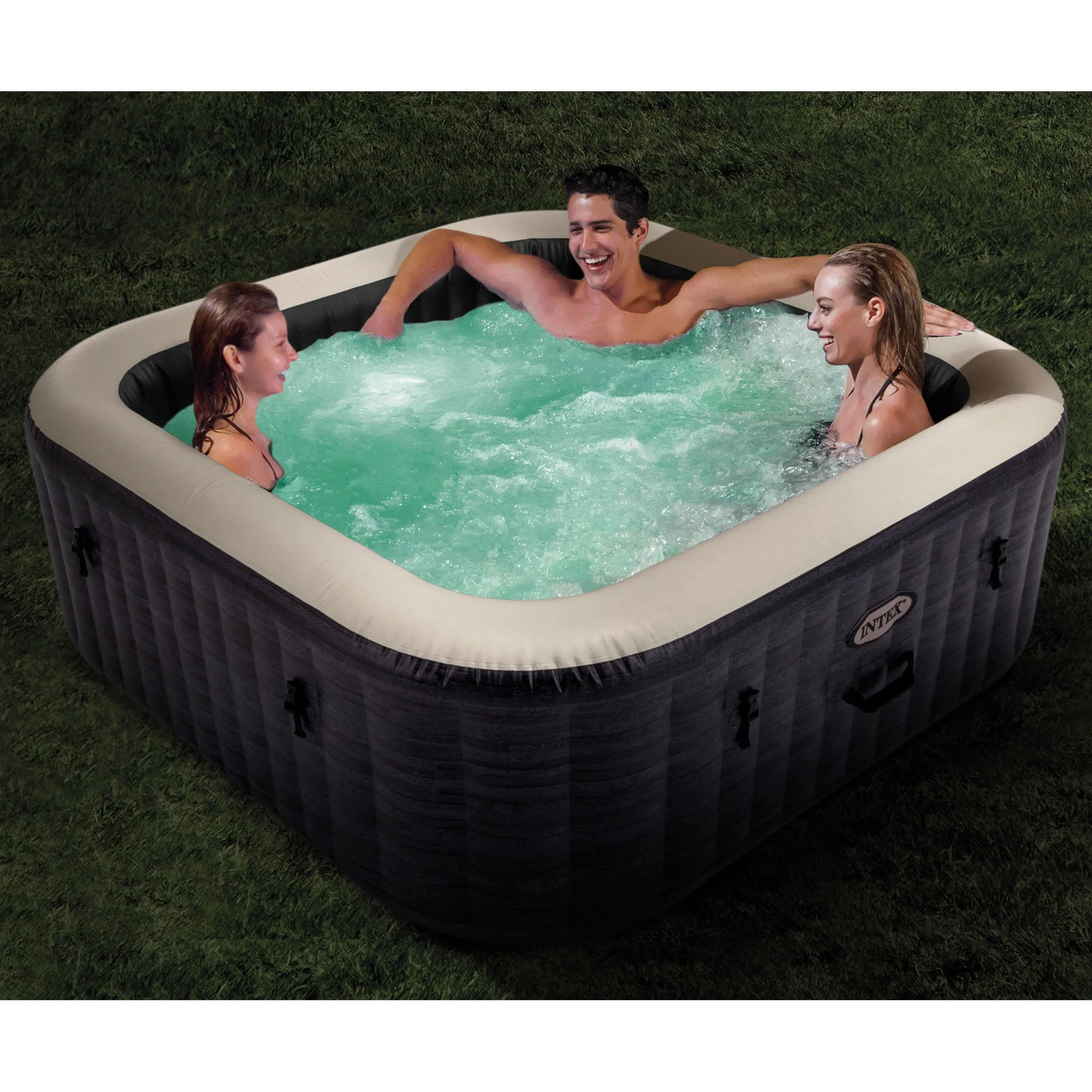 Intex PureSpa Plus Greystone Inflatable Hot Tub Square Jet Spa, 83 x 28