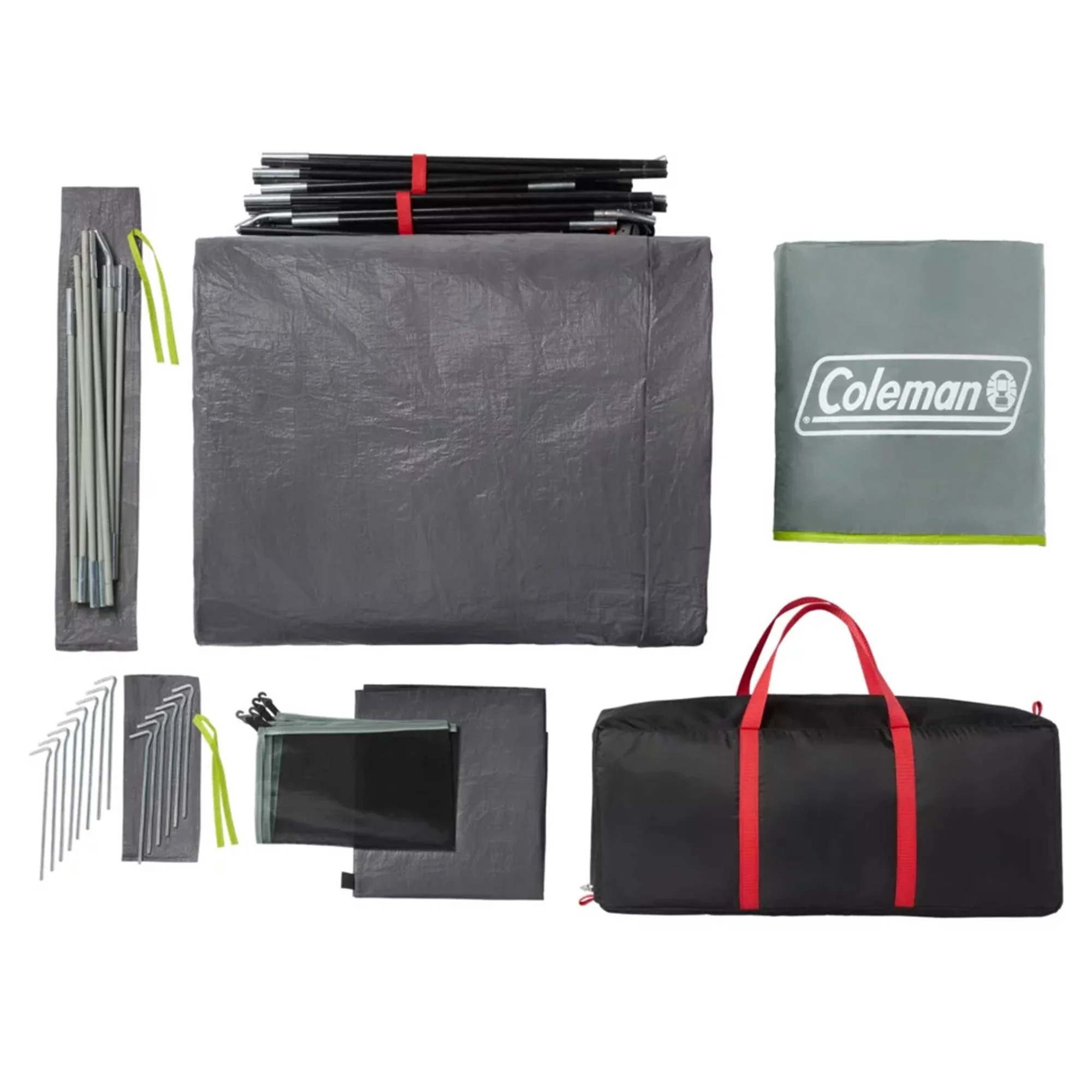 Coleman Skydome 6 Person Camping Tent with Screen Room and Bag, Rock Gray - Womvr