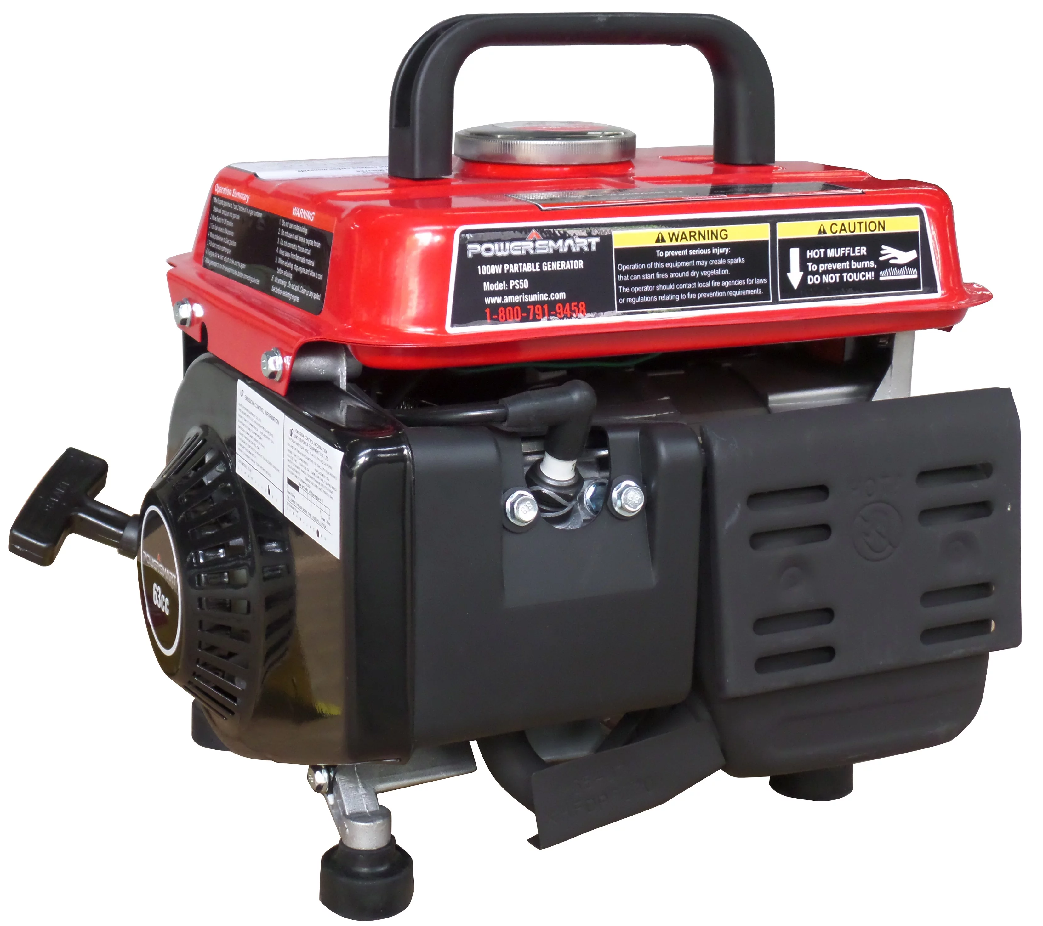 Power Smart PS50 1000-Watt 2 Stroke Manual Start Portable Generator - Womvr