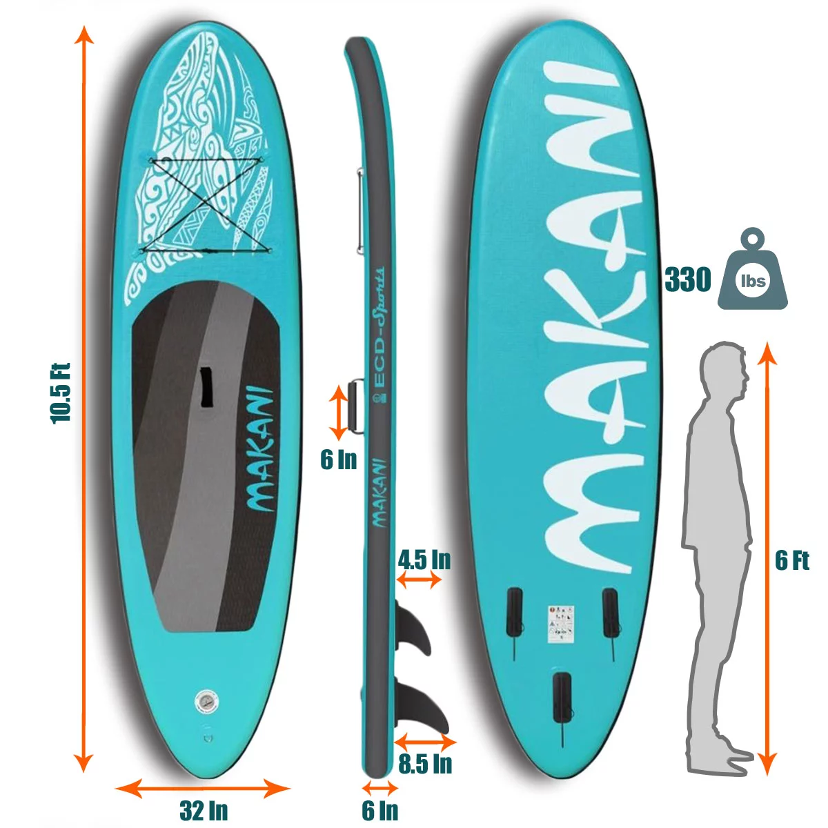 JSP Stand Up Inflatable Paddle Board 10.5' SUP Blow Up Boat 330 lb Capacity - Womvr