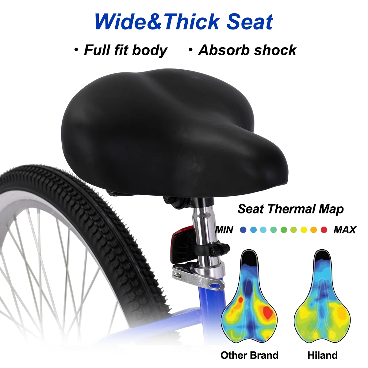 Hiland 26 inch Women's Men's Beach Cruiser Bike Bicycle Red Black Blue - Womvr