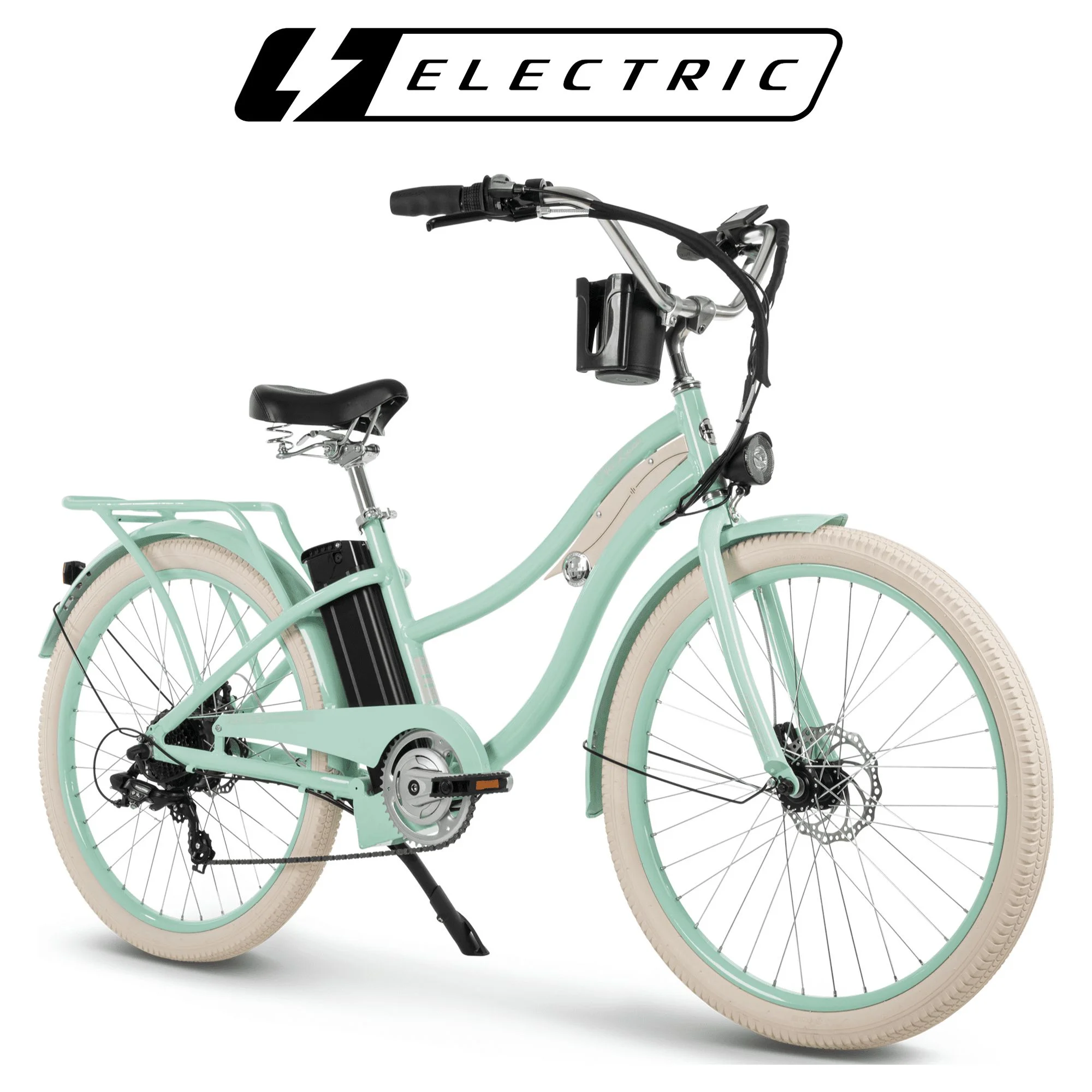 Huffy Nel Lusso 26-in 7-Spd Electric Cruiser Bike with Throttle, Ages 14+ Years,  Mint Green,  36V, 350W, UL 2849 Compliant and Certified by Accredited Labs ACT and ITS - Womvr