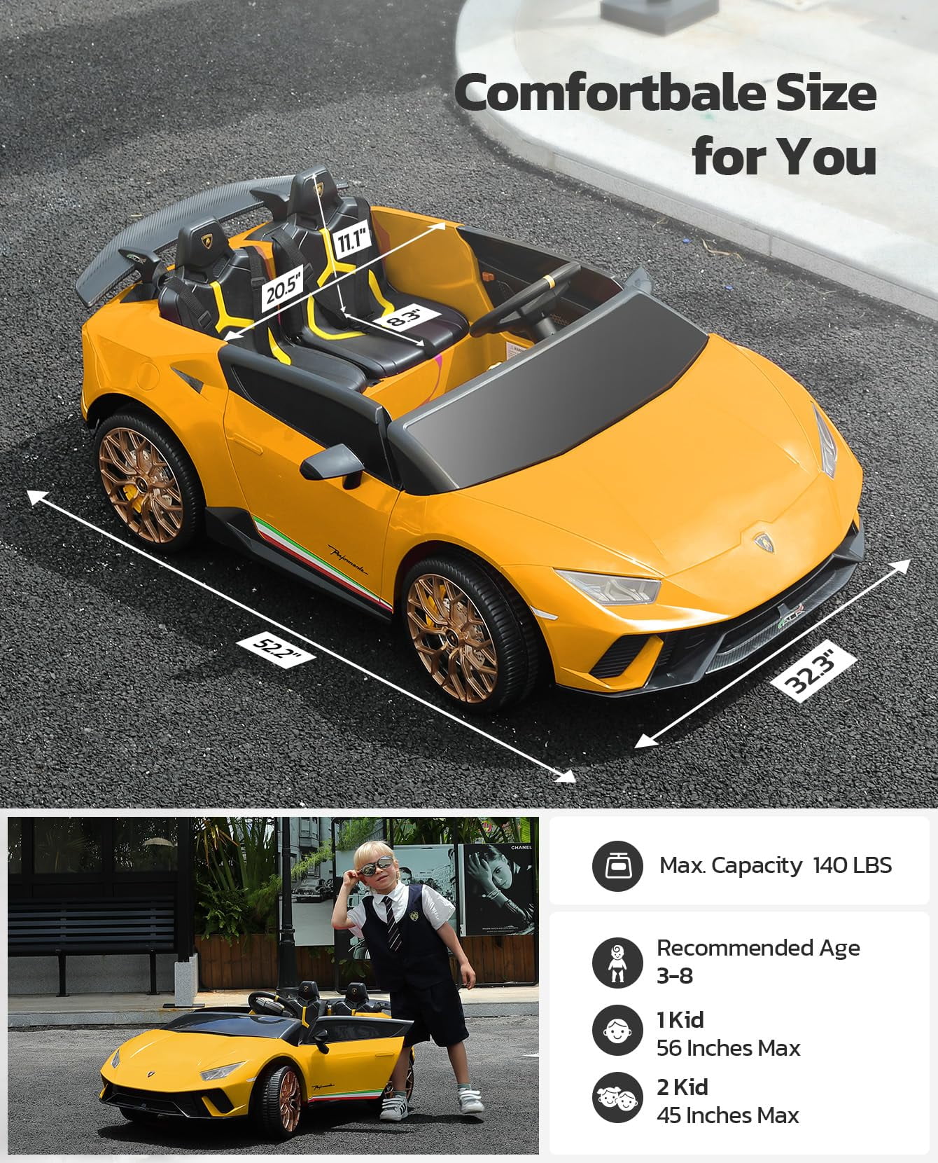 Lamborghini Huracan Ride on Car Real 2 Seater, Powered Electric Vehicle with Parent Remote, Maximum 4.0mph Ride on Toys for 3-8 Years Kids,Pink - Womvr