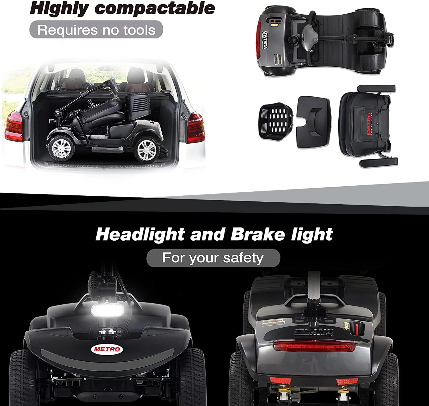 Metro Mobility Elderly Scooter Folding Scooter Adults 4 Wheel Scooter . - Womvr