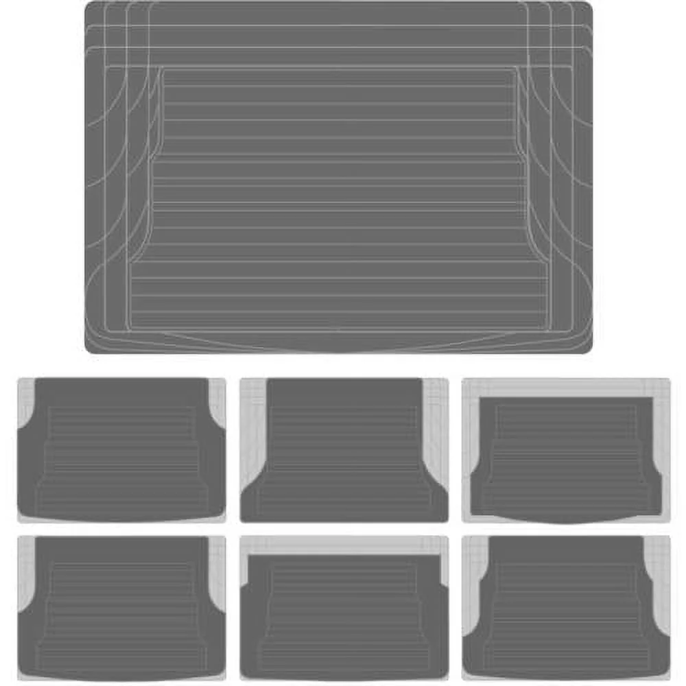 Motor Trend 100 Percent Odorless Car Floor Mats with Standard Trunk Cargo Mat, 4 Pieces Rubber Protection, Black Beige Gray - Womvr