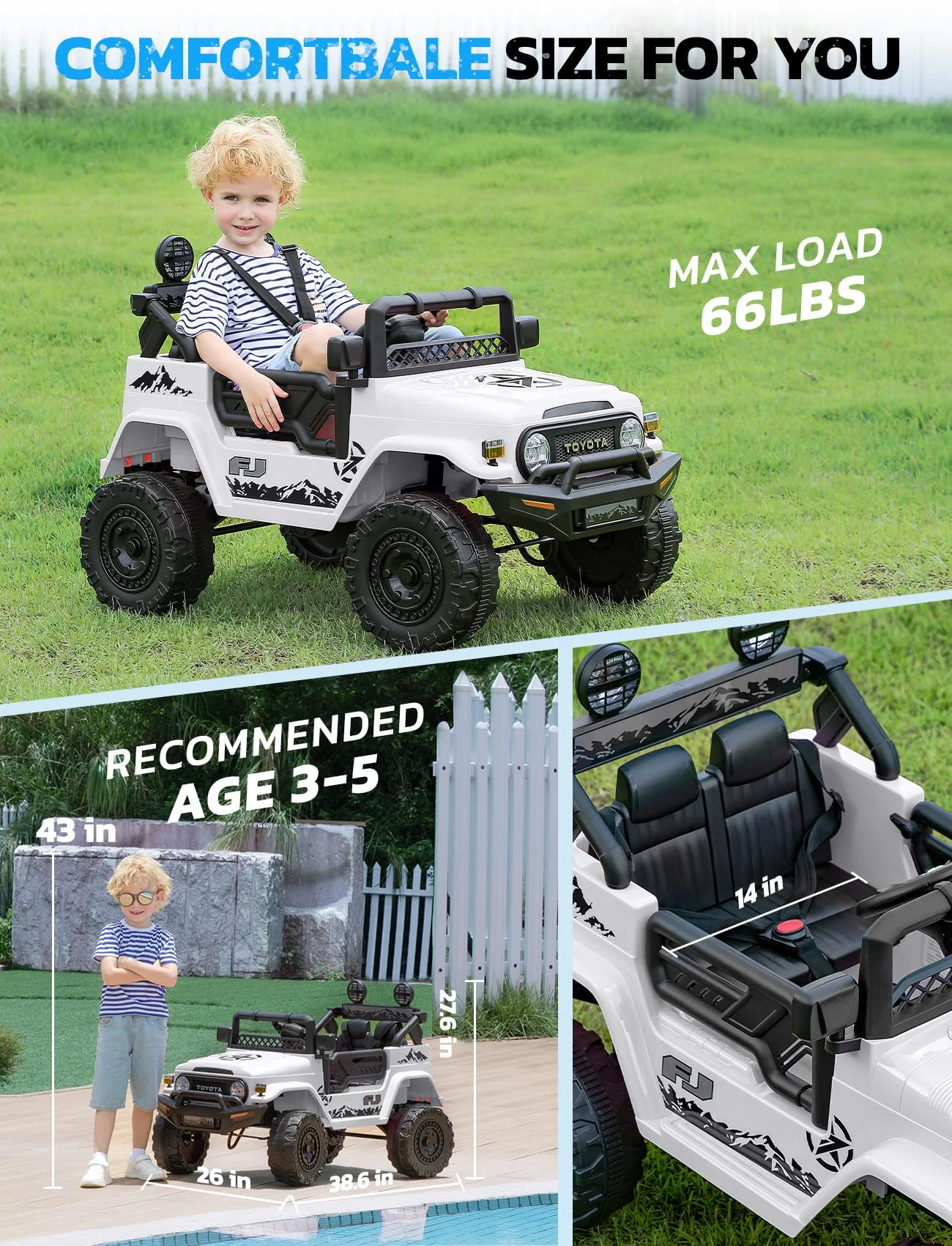 Toyota FJ Cruiser Ride on Car, 12V Powered Off-Road Toys for Kids w/ Remote,Spring Suspension,6 LED Lights,Camo Green - Womvr