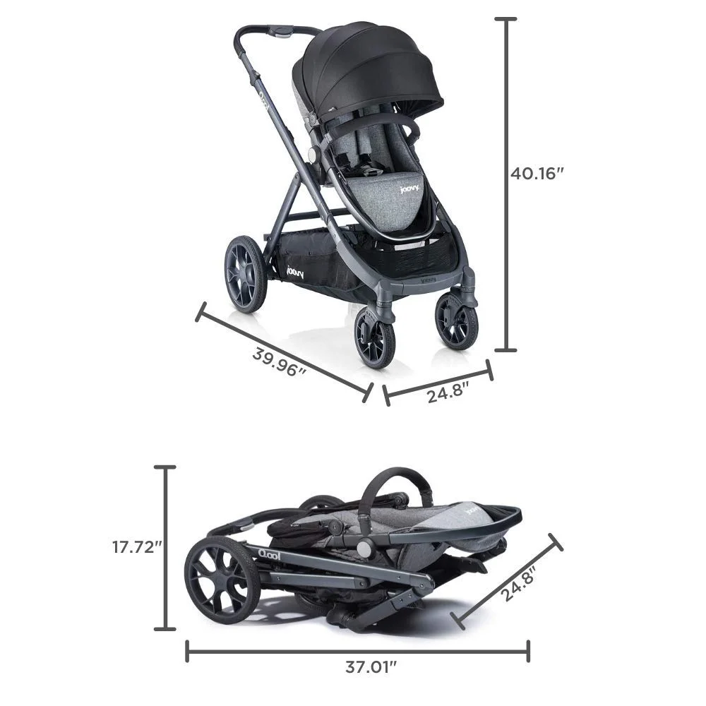 Joovy Qool Convertible Modular Single Double Triple Stroller, Gray Melange - Womvr