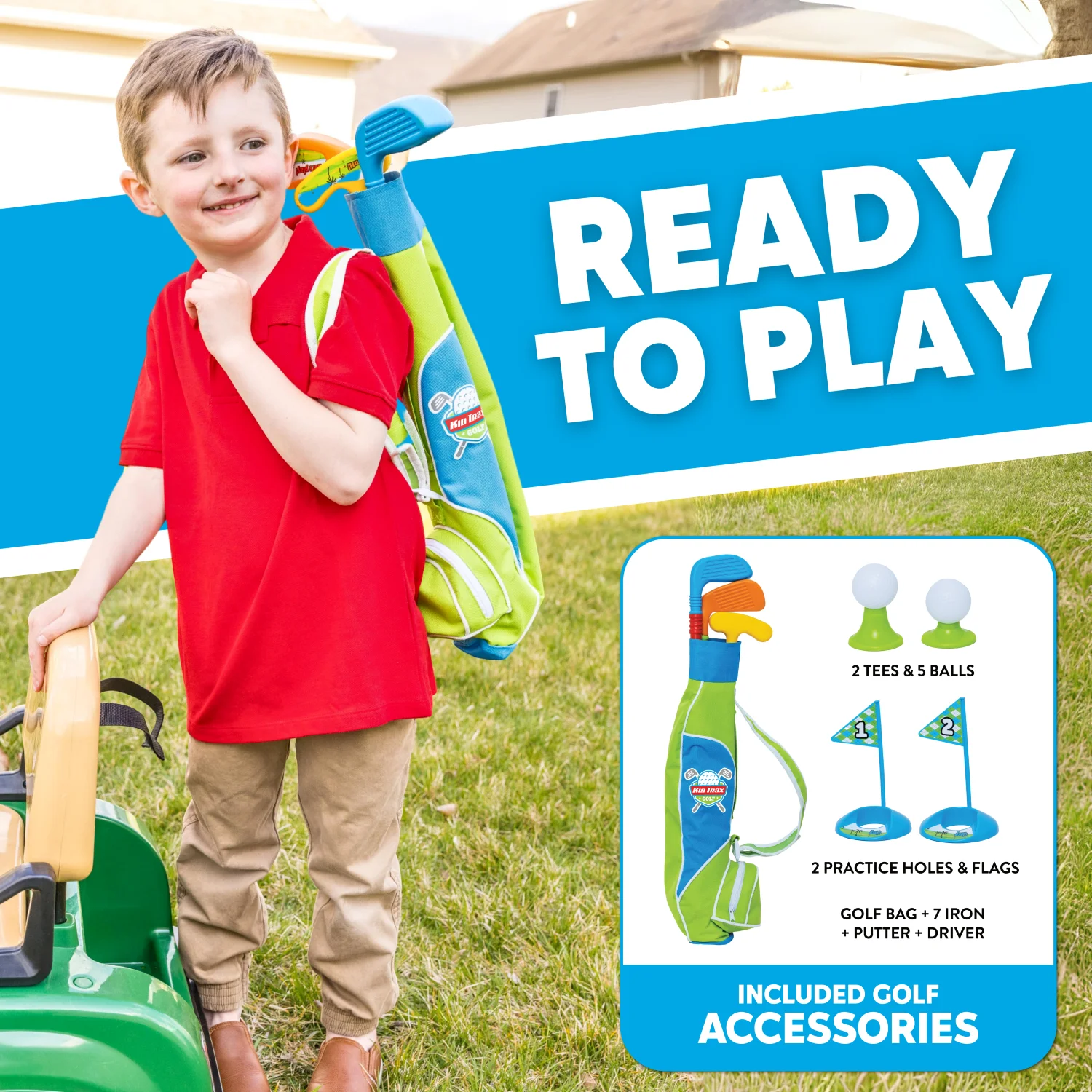 Golf Cart 6V Ride On for Toddlers, Boys and Girls, Ages 3 and up. Golf Clubs and Balls Included - Womvr