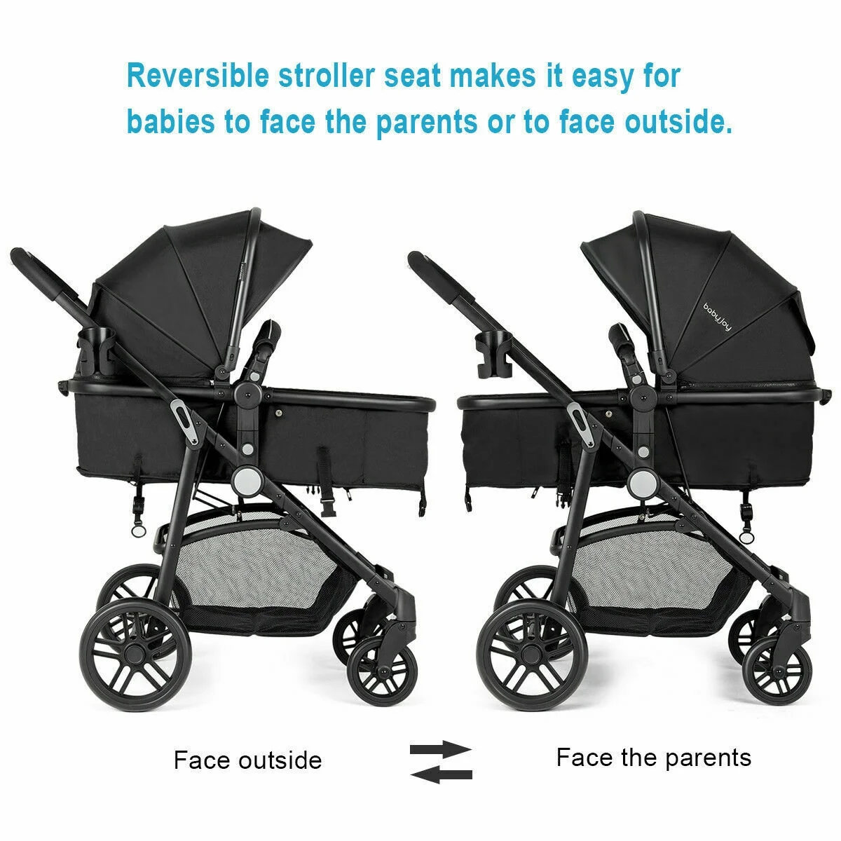 Costway Foldable Baby Stroller 2 in1 Newborn Infant Travel Buggy Pushchair Black - Womvr