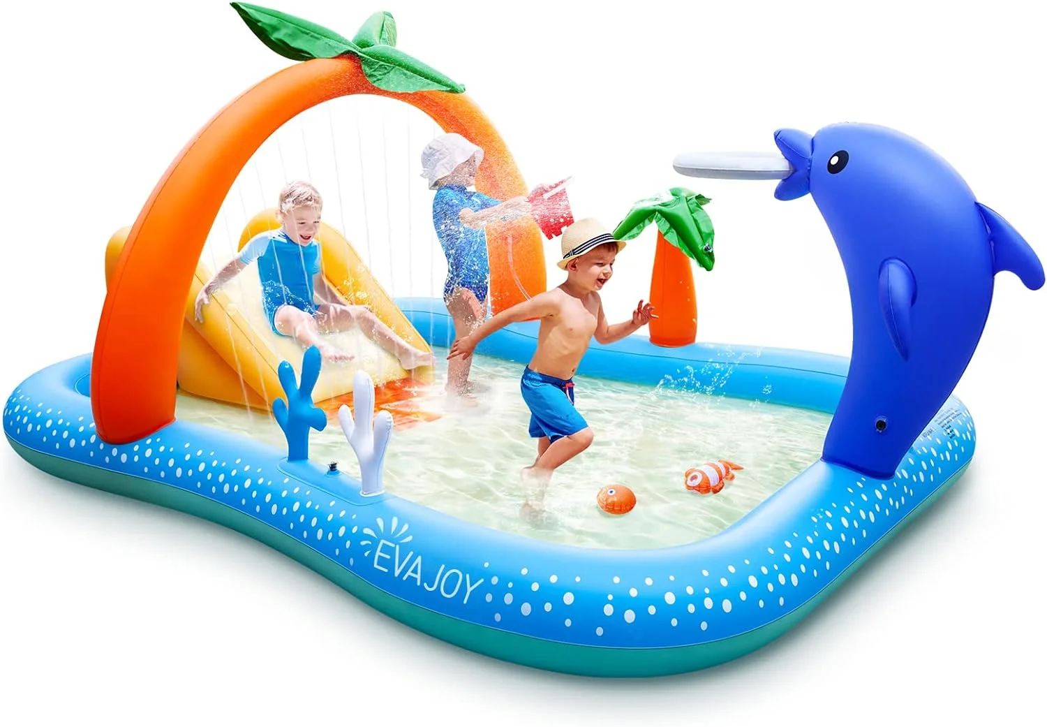 Sable Inflatable Pool, 95 x 75 x 40in Rectangular Swimming Pool for Toddlers, Kids, Family, Above Ground, Backyard, Outdoor - Womvr