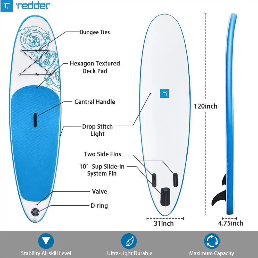 Optimum Inflatable Stand Up Paddle Boards with Premium SUP Paddle Board Accessories, Wide Stable Design, Non-Slip Comfort Deck for All Skill Level - Womvr