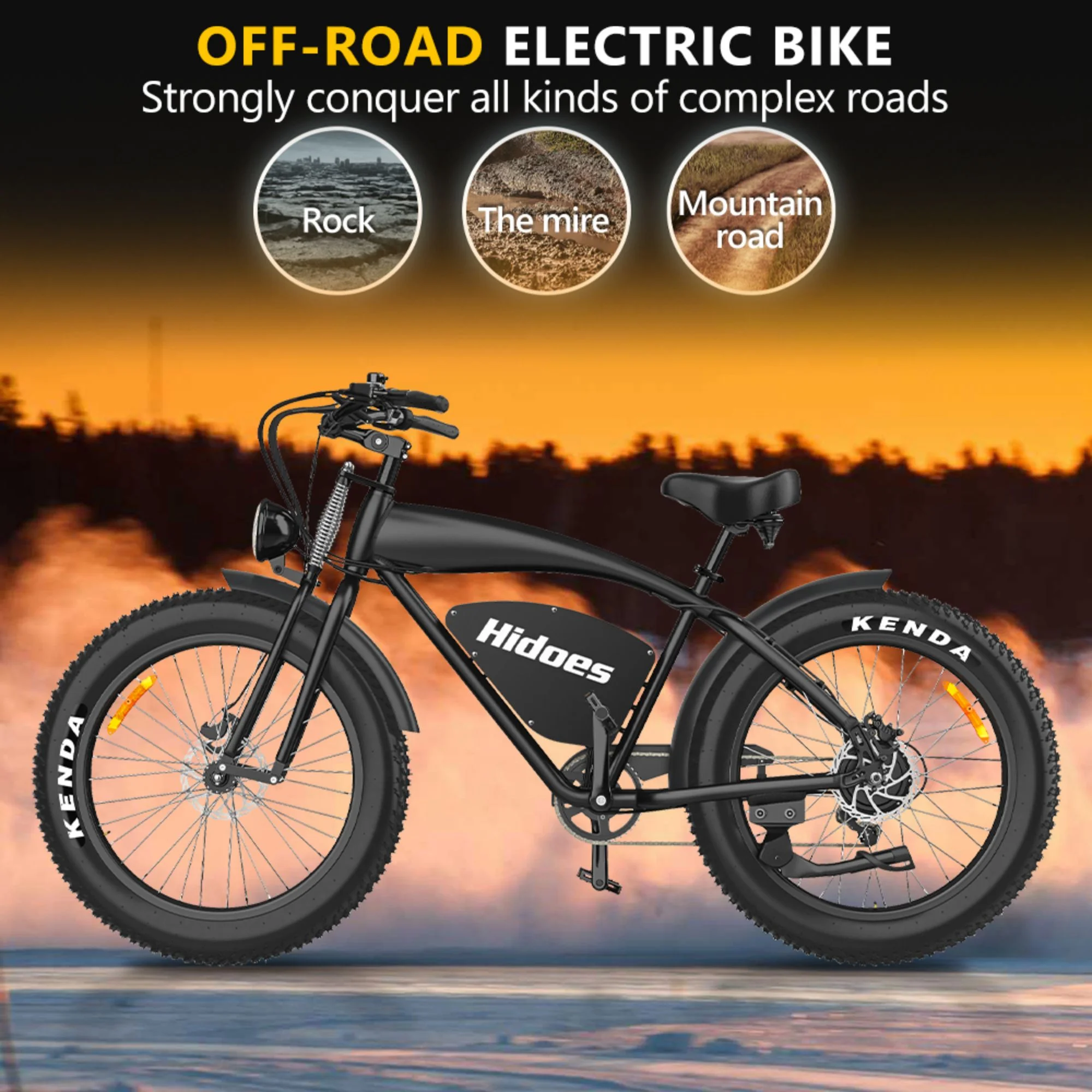 Hidoes B3 1200W Electric Bike for Men Adults with 26in. x 4in. Fat Tire, Electric Mountain Bicycle off Road E-Bike with 48V 18.2AH up to 37MPH & 37 Miles Range - Womvr