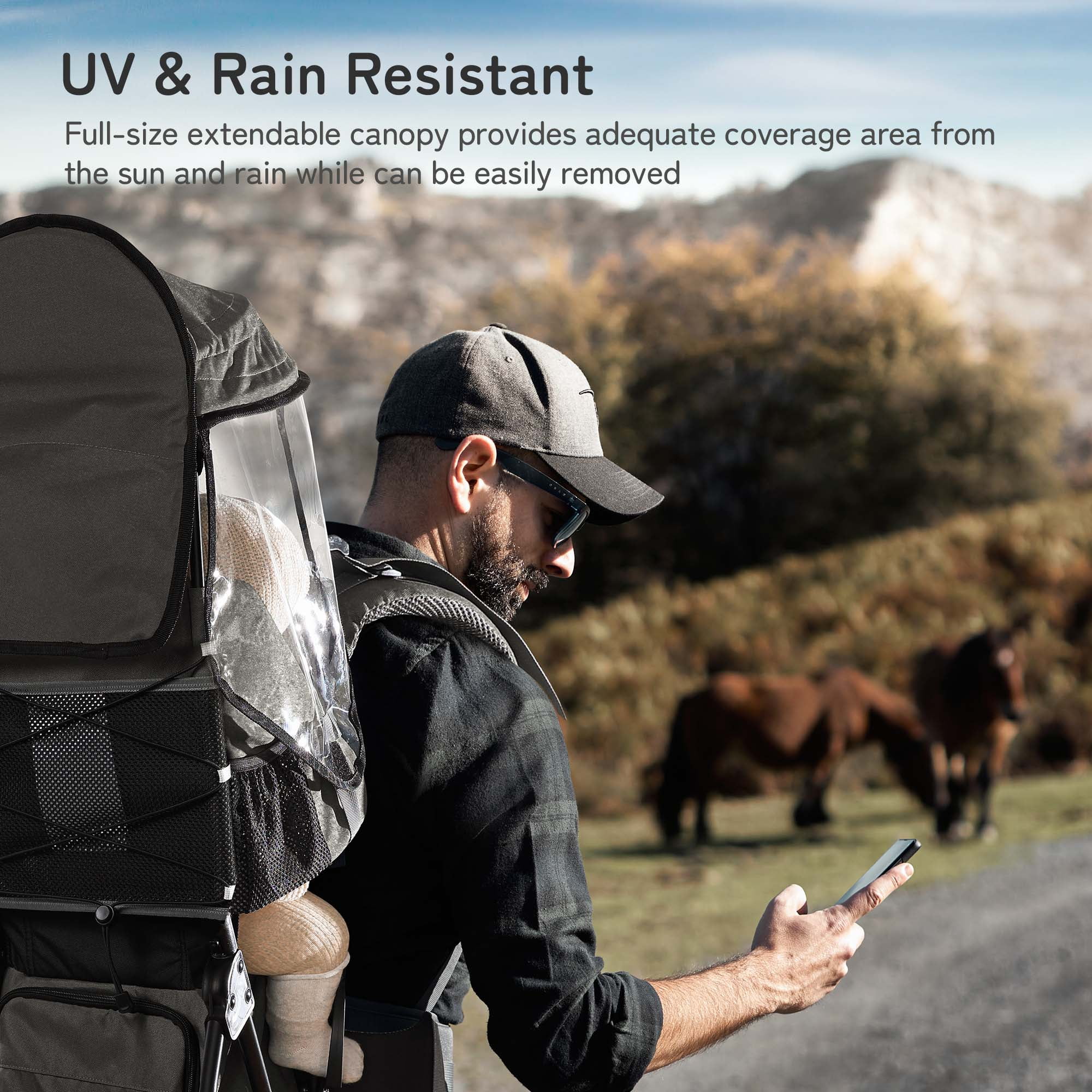 Besrey Baby Hiking Backpack Carrier for Toddlers, Waterproof & Lightweight Outdoor Child Back Frame, Black - Womvr