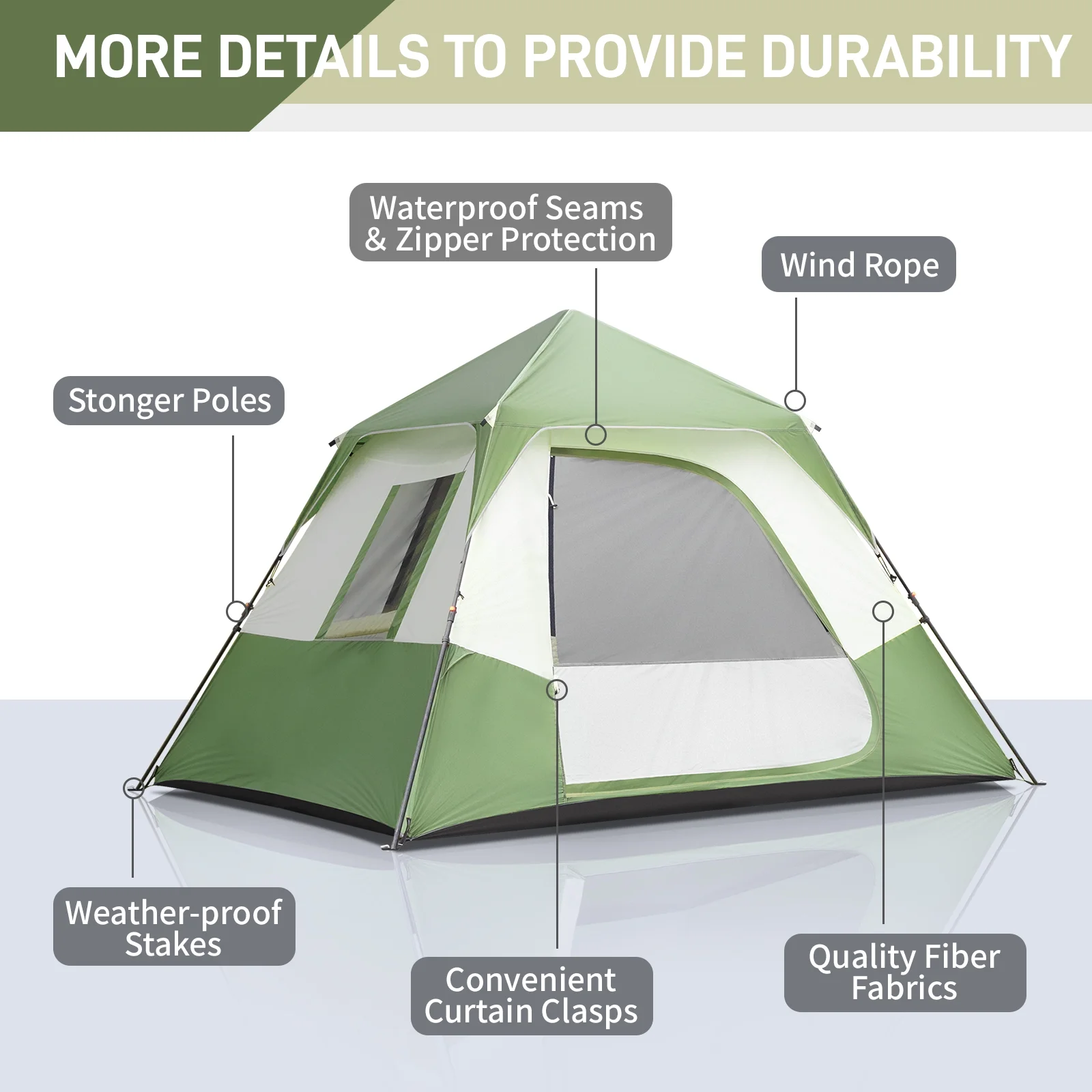 Zimtown Family Camping Tents 10 People Three Rooms Polyester Cloth Fiberglass Poles Dark Gray - Womvr