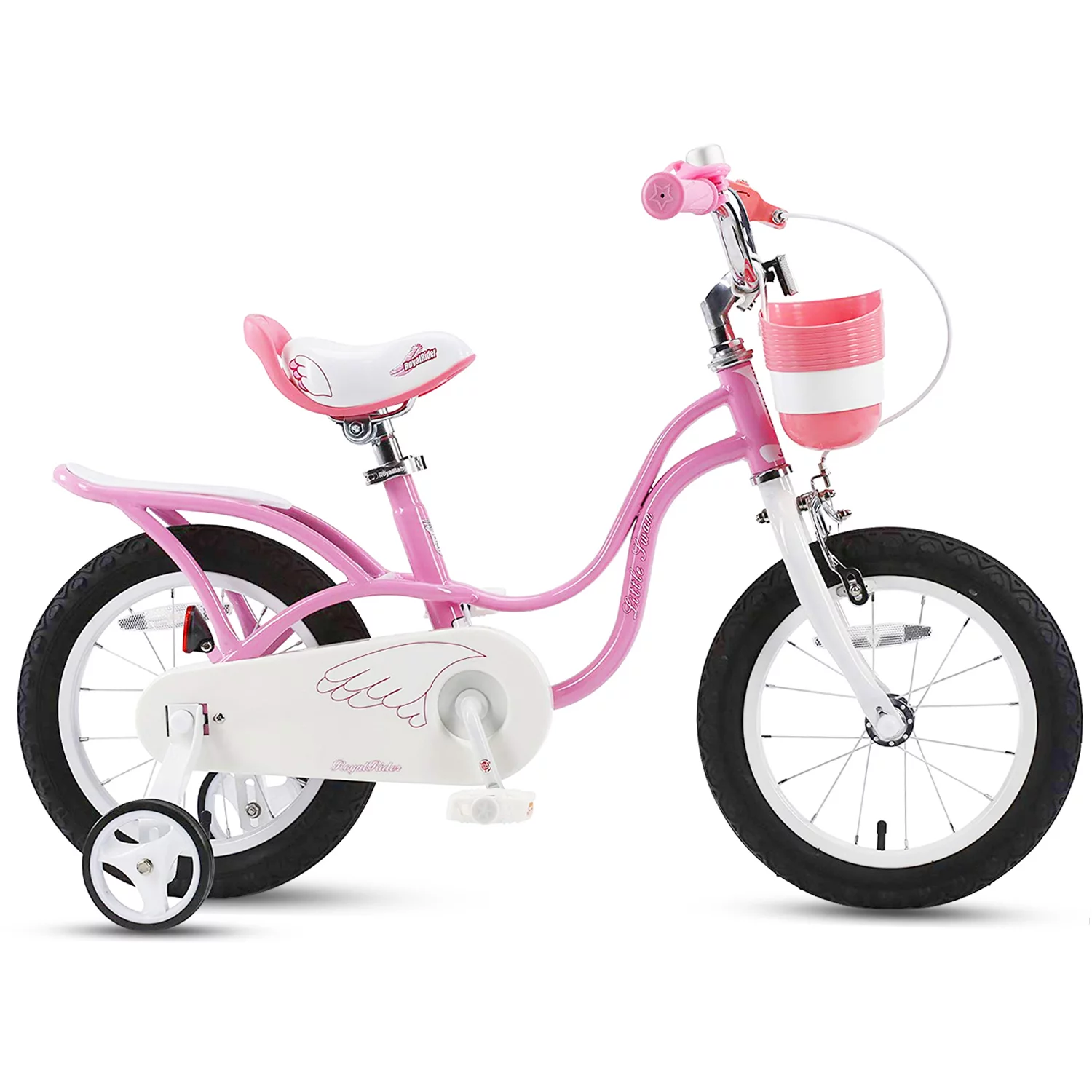 Royalbaby Little Swan Light Pink 16 Girl's Bicycle With Training Wheels and Basket - Womvr