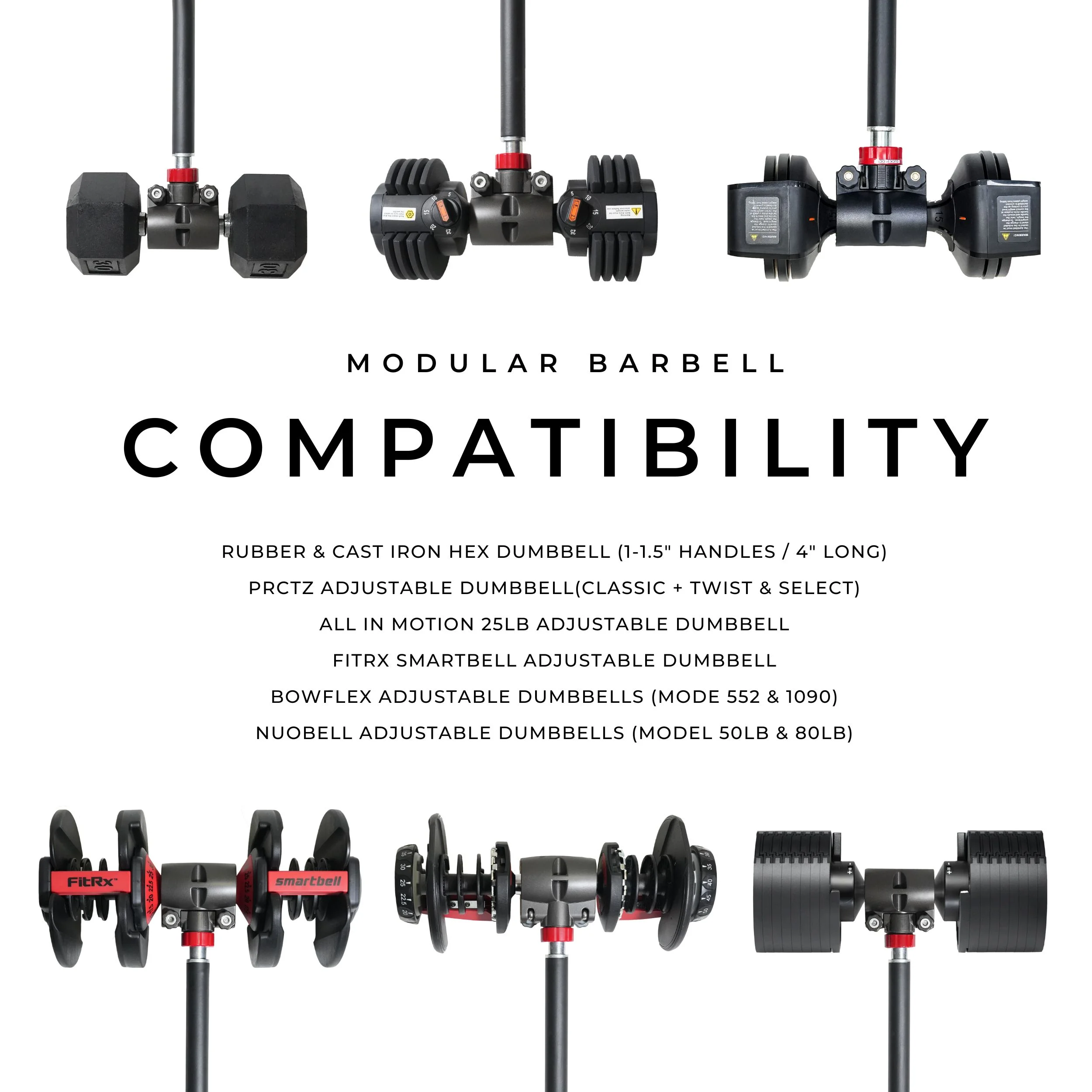 PRCTZ Modular Weightlifting Barbell, Adjustable Dumbbell to Barbell Converter, up to 200 lb. Capacity - Womvr