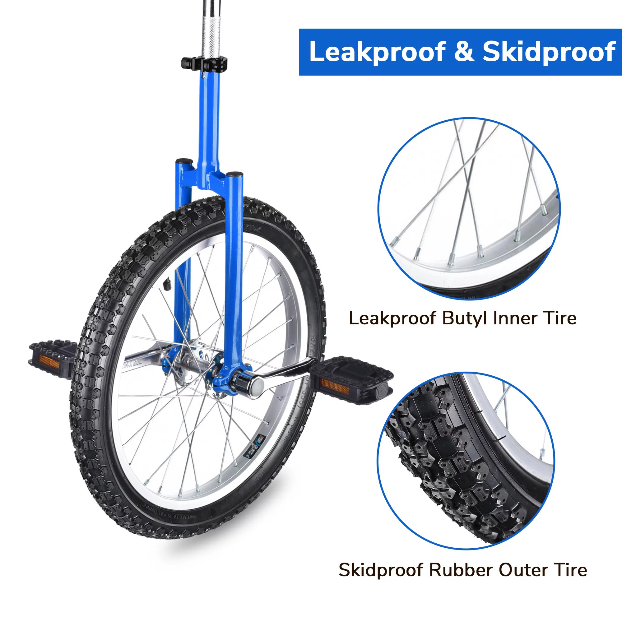 Yescom 18 In Wheel Outdoor Unicycle Skid-proof Tire Fitness Bicycle Balance Training for Adults Teenagers Kids, Silver - Womvr