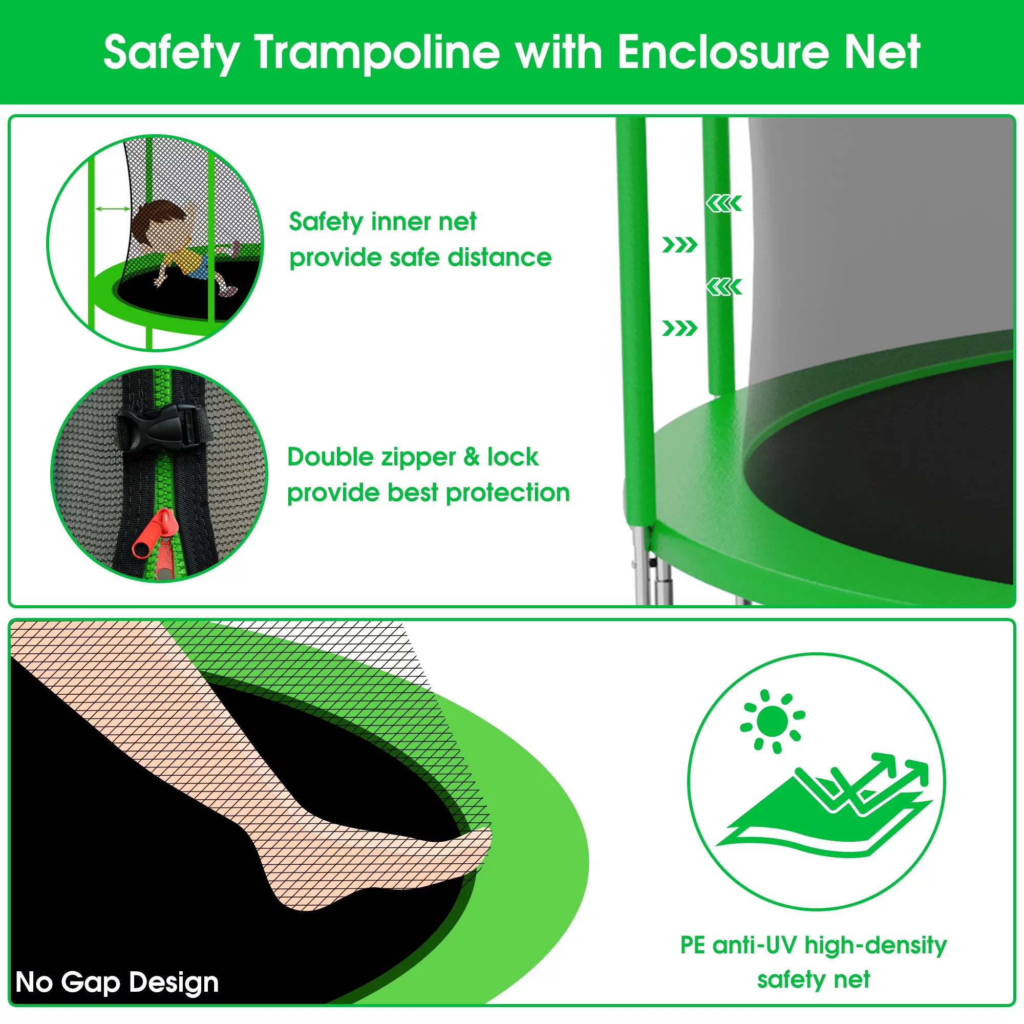 Kumix Trampoline with Enclosure, 1200LBS 12 14 15 16FT Trampoline for Kids Adults, Trampoline with Basketball Hoop, Lights, Sprinkler and Socks, Outdoor Heavy Duty Trampoline - Womvr