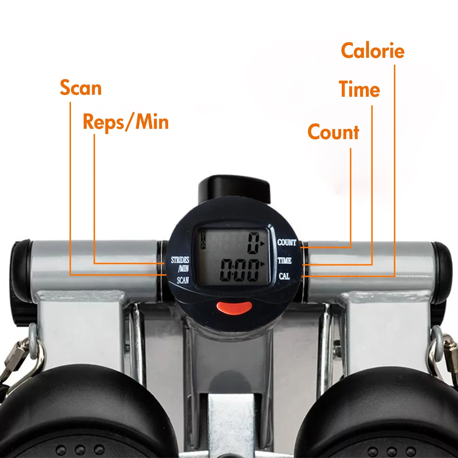 Mini Stepper Air Stair Climber Exercise Machine Health Aerobic Fitness Elliptical Trainers with Resistance Band LCD Display Gray - Womvr