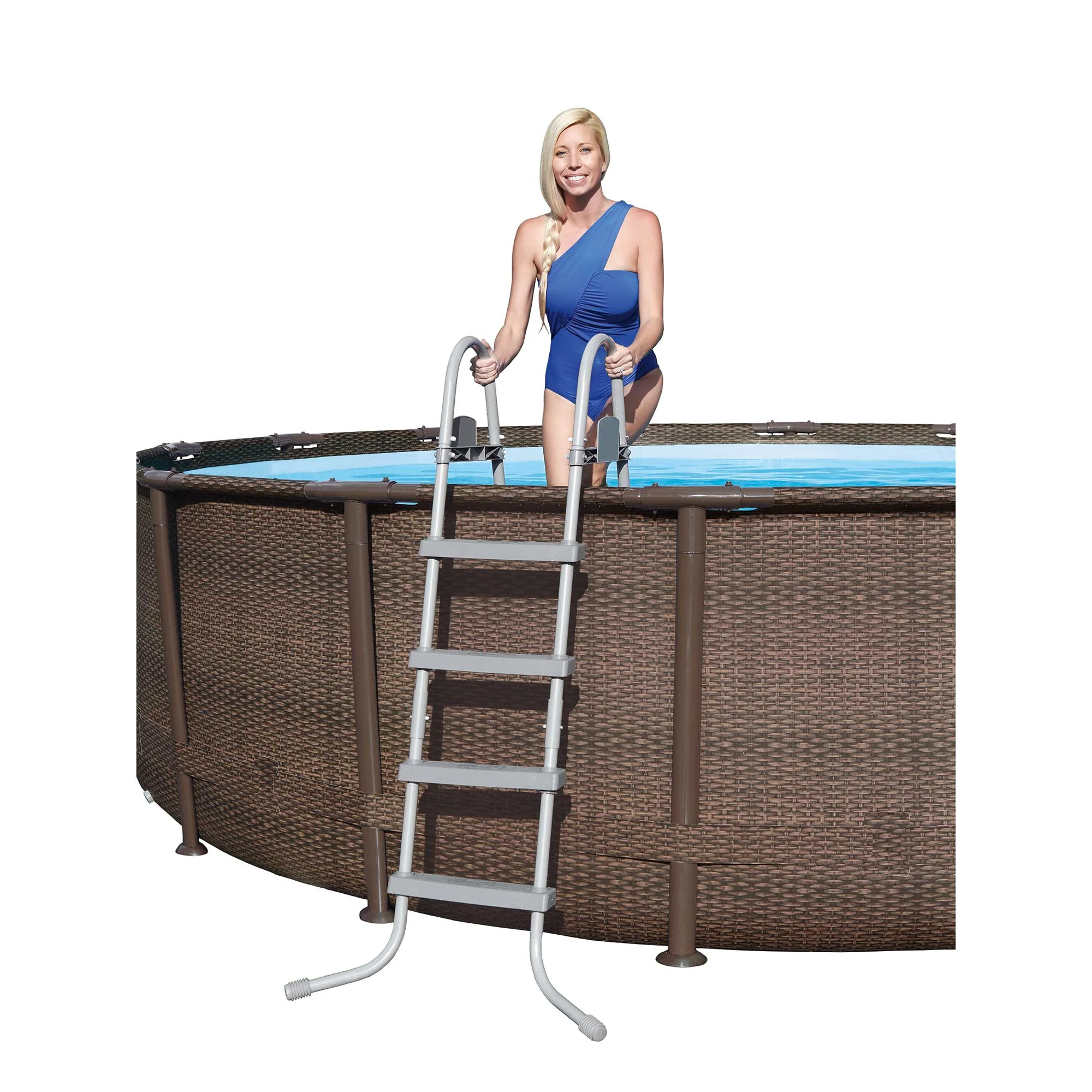 Bestway 15125 16ft x 48in Power Steel Round Frame Above Ground Pool Set & Pump - Womvr