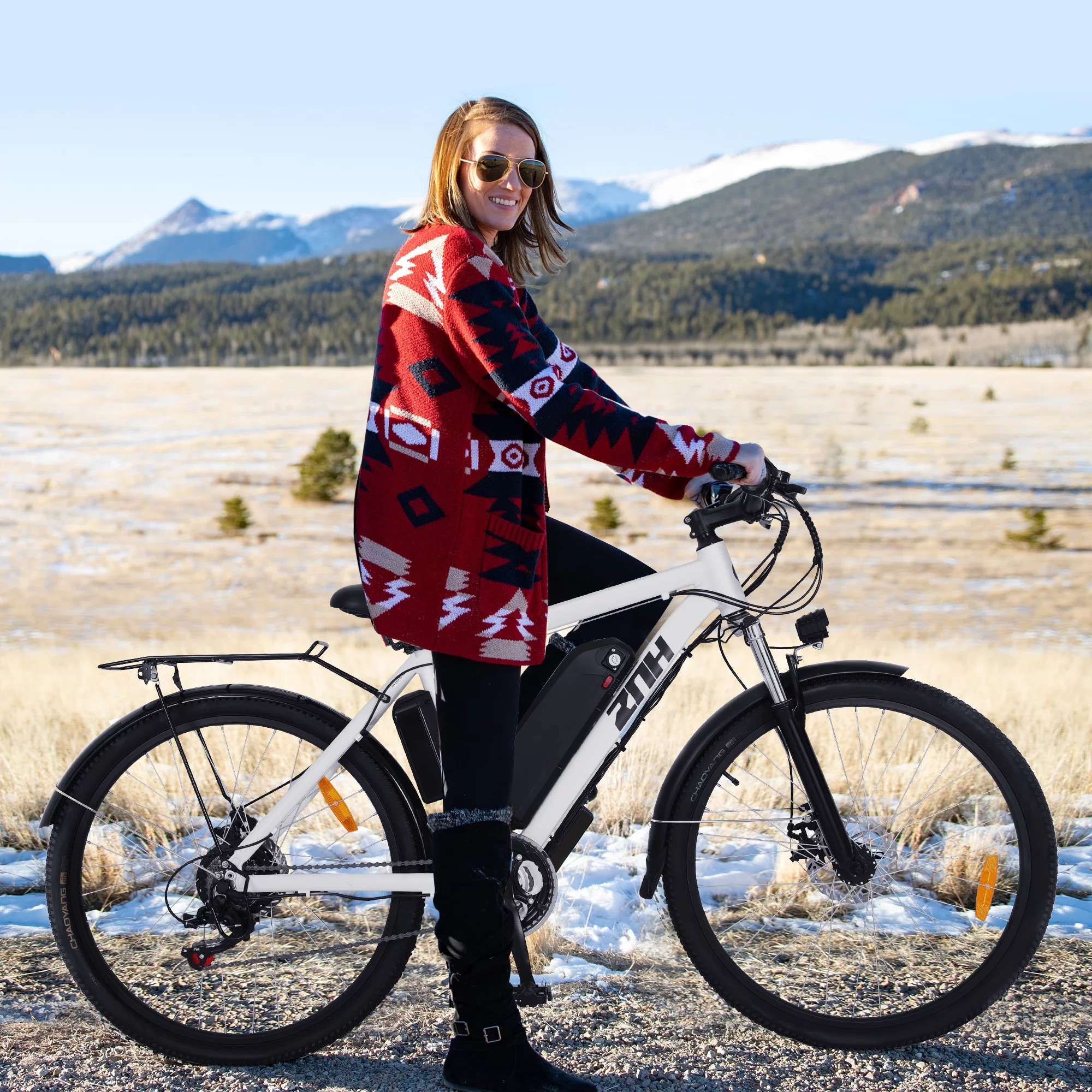 ZNH Mountain Electric Bicycle, 26 in. 350 W, Removable 36 V/10 Ah Battery, Black - Womvr