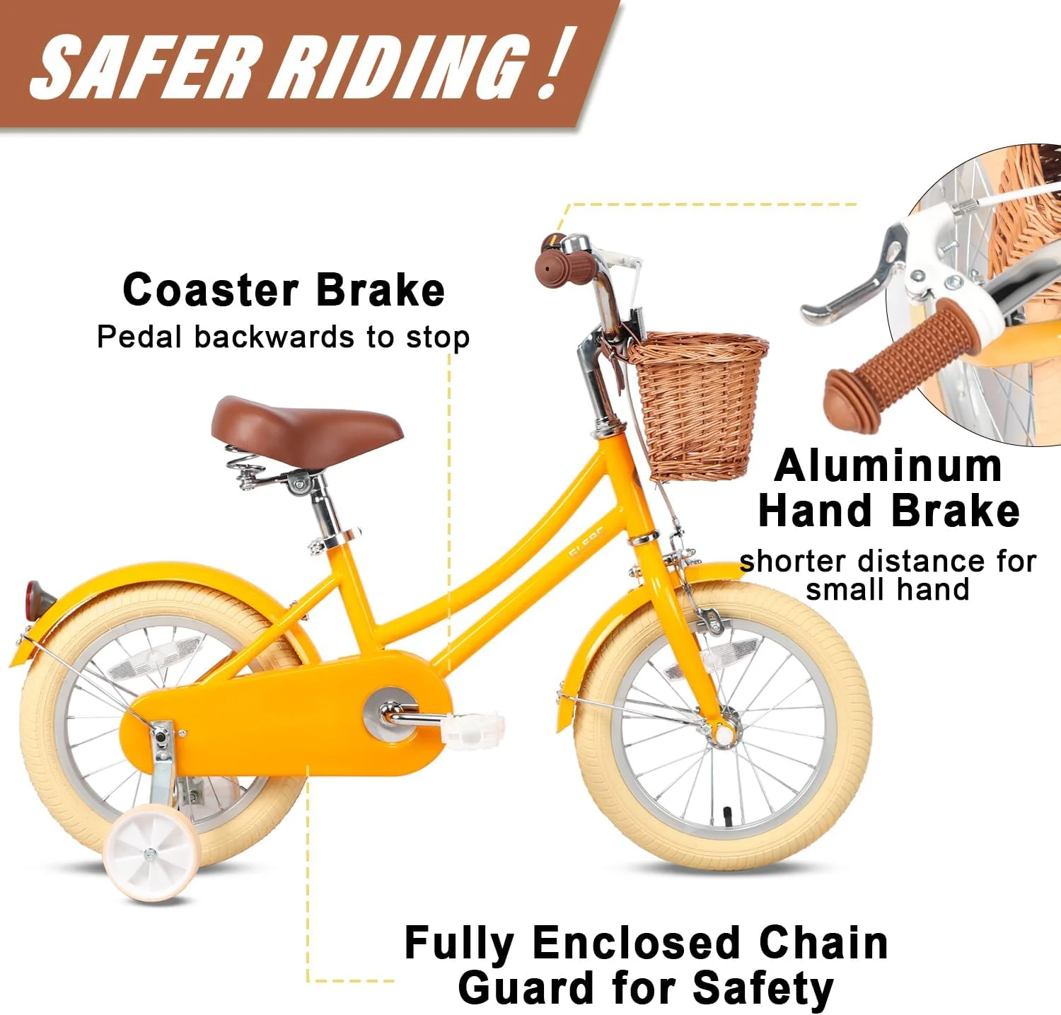 Glerc Little Molly 14 inch Kids Girls Bike for 3-5 Years Old Little Child,Yellow - Womvr