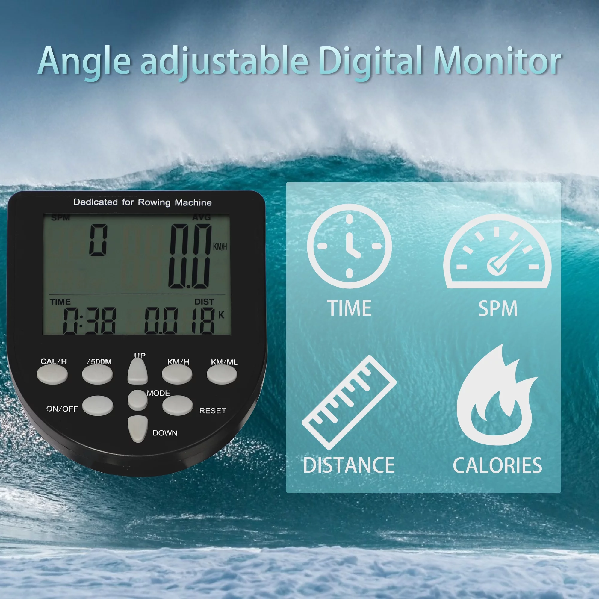 Karmas Product Rowing Machine with LCD Monitor for Home/Gym, 330 lbs Weight Capacity, Adjustable, Space Saving, Mobile, Double Track Indoor Rower Fitness - Womvr