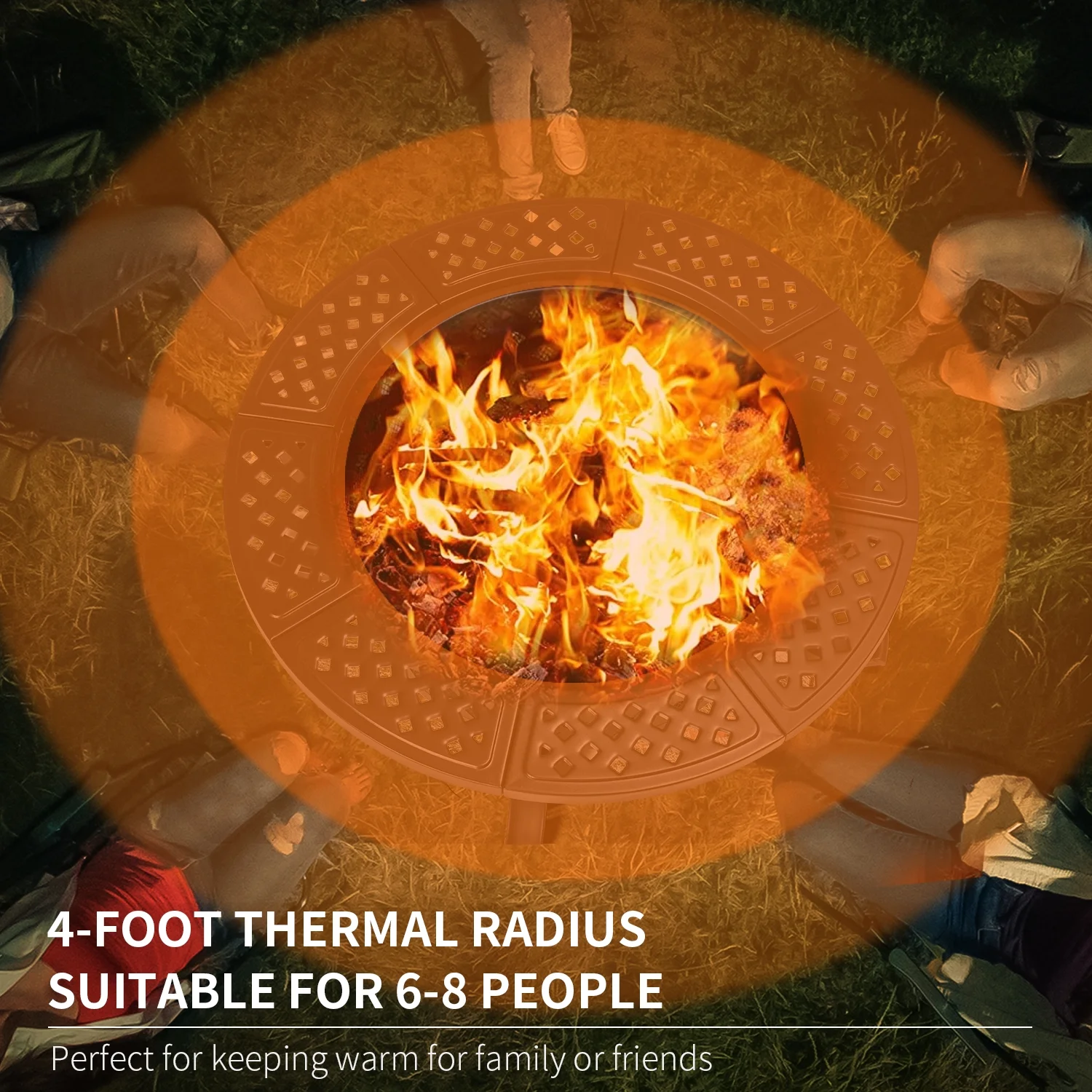 BaPiPro Fire Pit, 36.2 inch Fire Pits for Outside, Metal Round Outdoor Firepit with 2 Grill, Black - Womvr