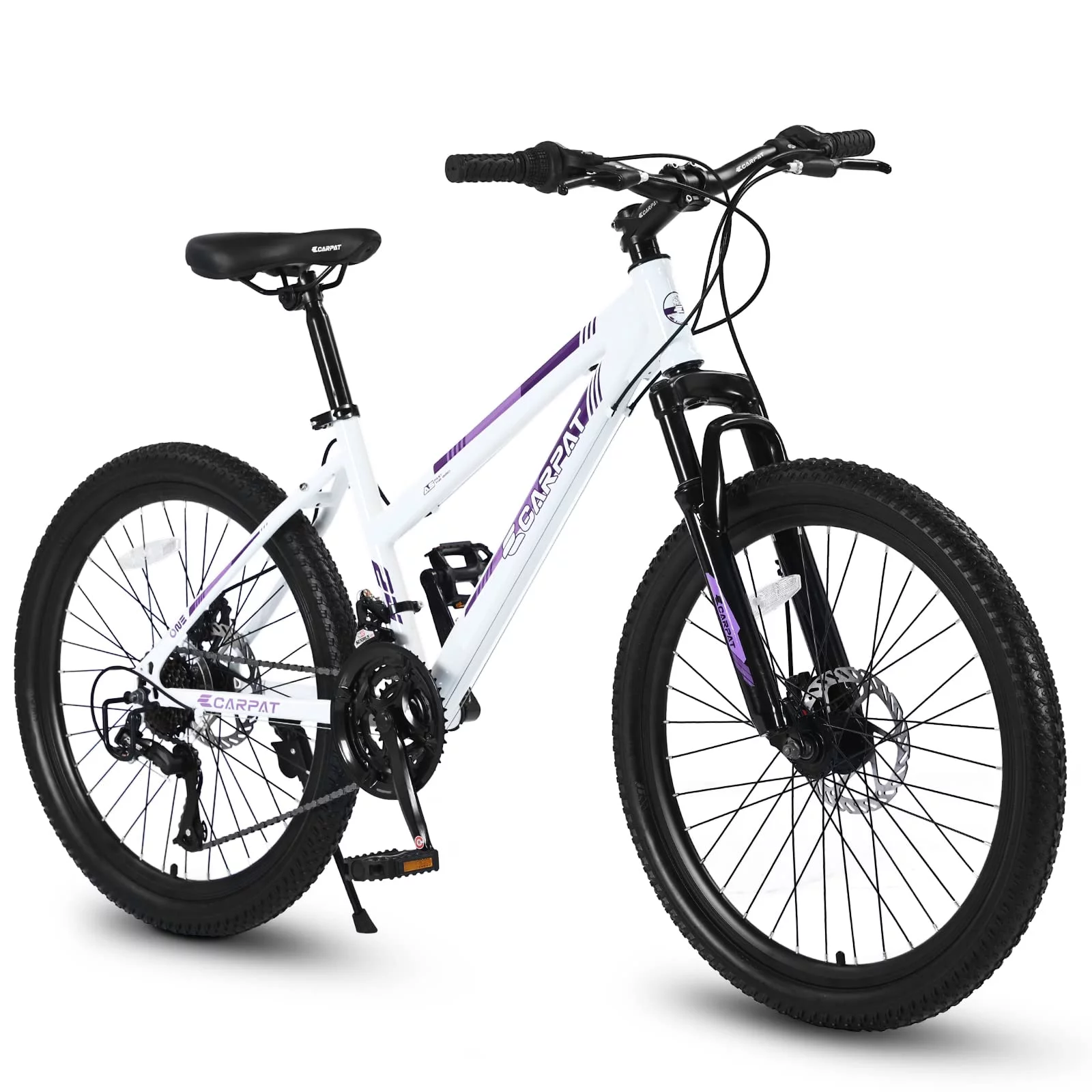 24 inch Mountain Bike, Shimano 21 Speed Drive, Dual Disc Brake, Front Suspension MTB For Boy Girl - Womvr