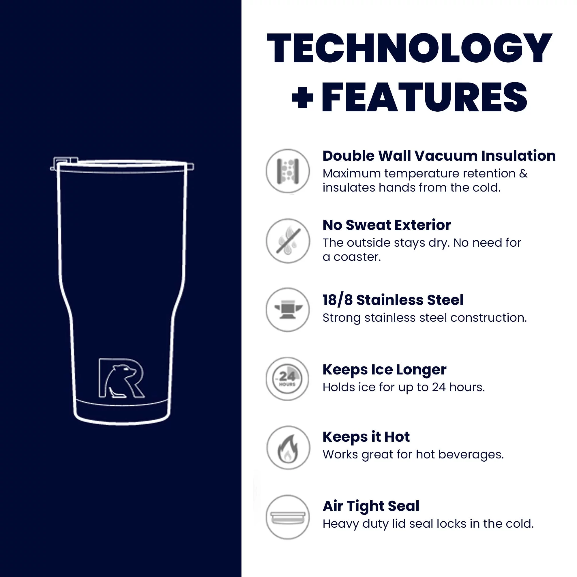 RTIC 30 OZ Insulated Tumbler Stainless Steel Coffee Travel Mug with Lid, Spill Proof, Hot Beverage and Cold, Portable Thermal Cup for Car, Camping, Deep Harbor - Womvr